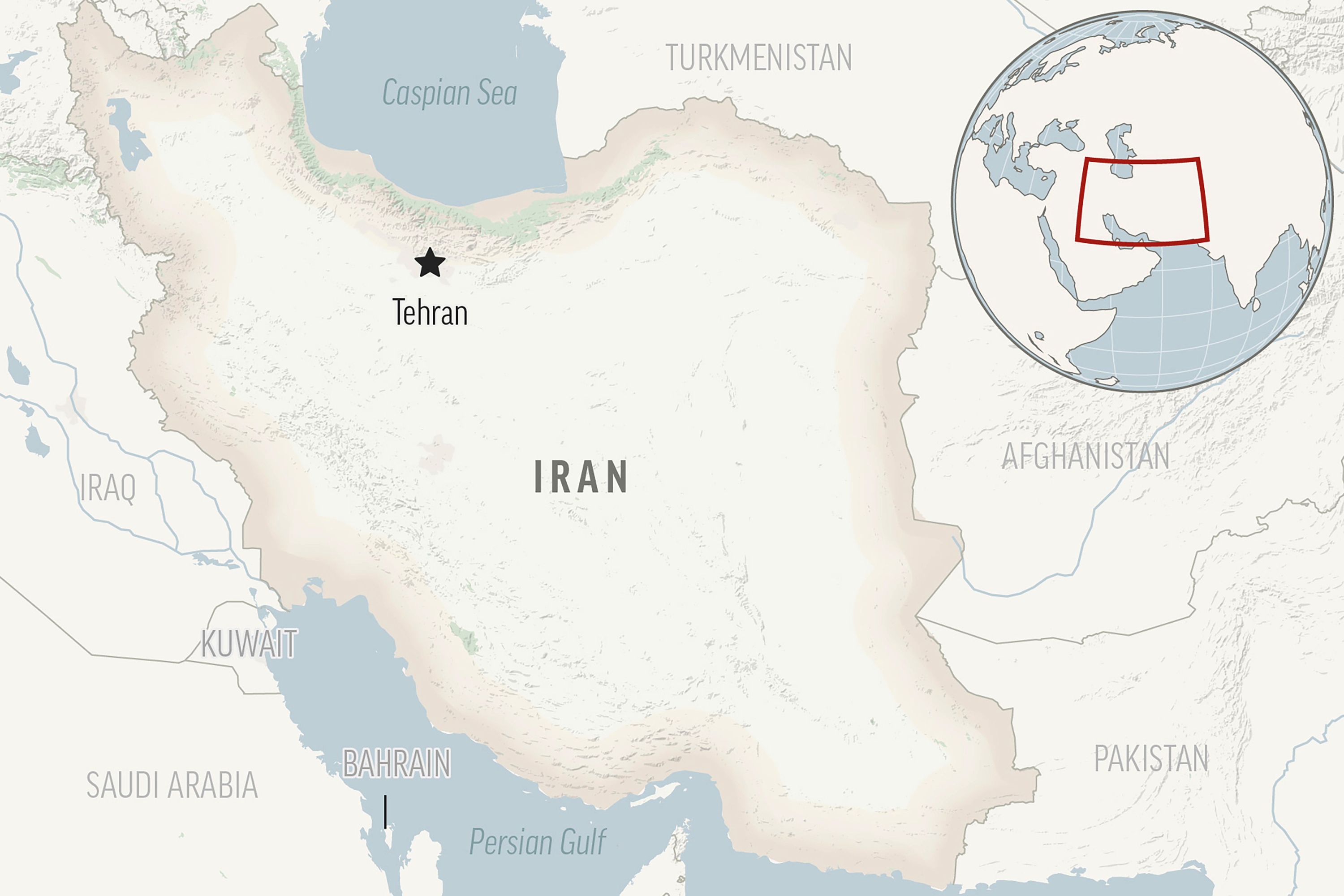This is a locator map for Iran with its capital, Tehran. Map / AP