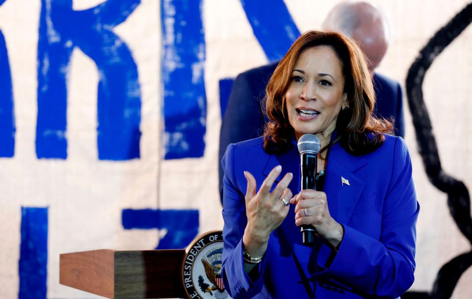 Democratic presidential candidate, US Vice-President Kamala Harris speaks at a campaign event. Photo / Getty Images