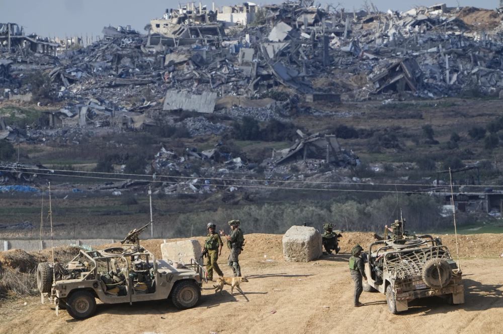 Israeli soldiers take up positions near the Gaza Strip border, in southern Israel. Photo / AP
