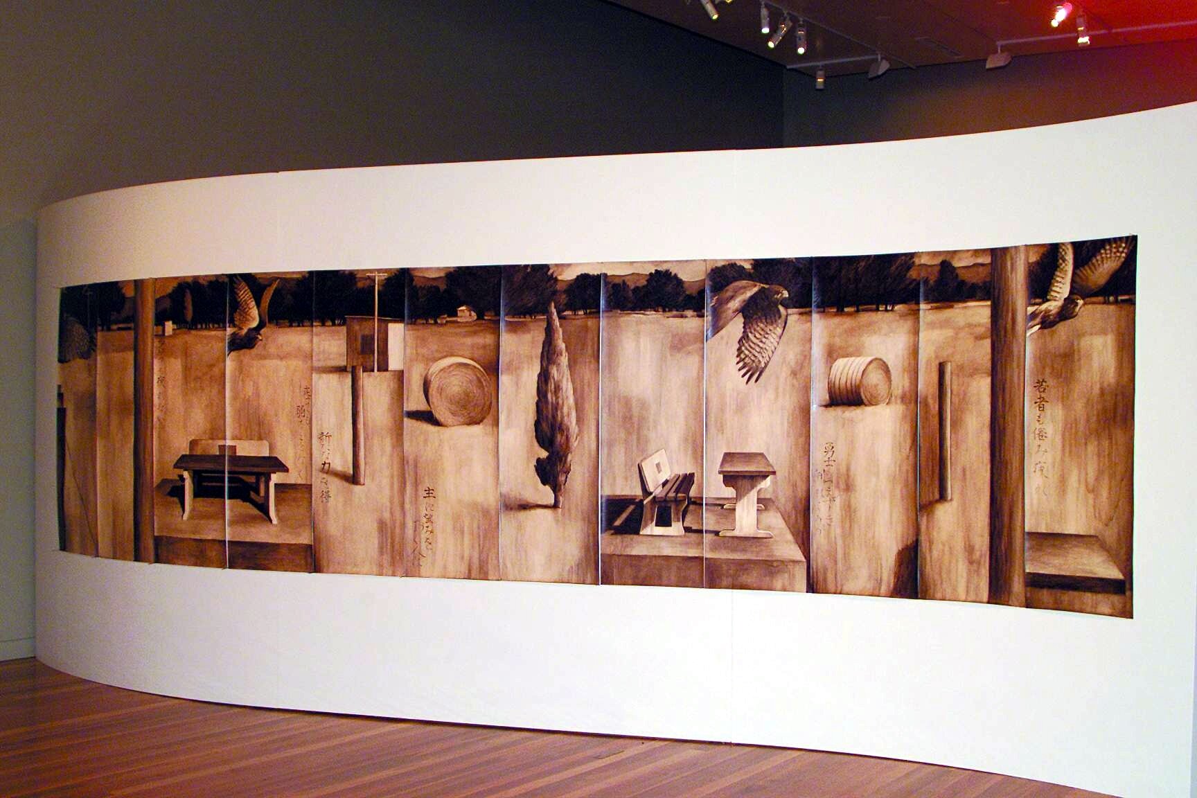 White's 2001 work 'Summer Grass' was painted on the back of wallpaper to reference the sense of peeling something back to expose what lies beneath.