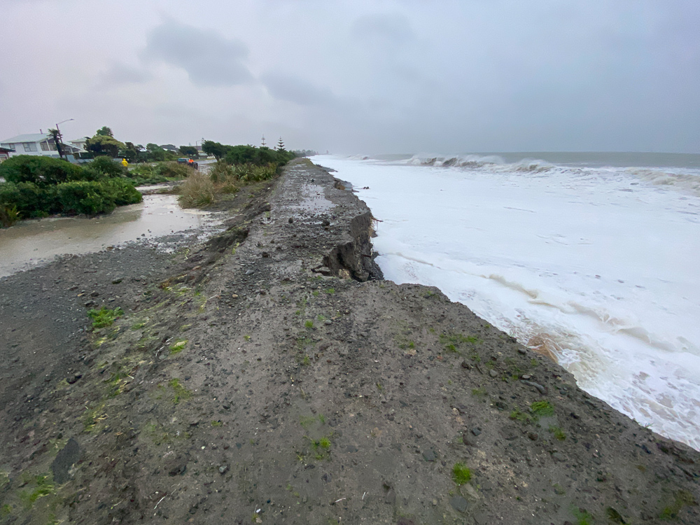 The coast at Haumoana. A slow-moving storm has smashed the Tairāwhiti and Hawke’s Bay regions overnight, bringing rough seas, gale-force winds and heavy rain. Photo / Paul Taylor
