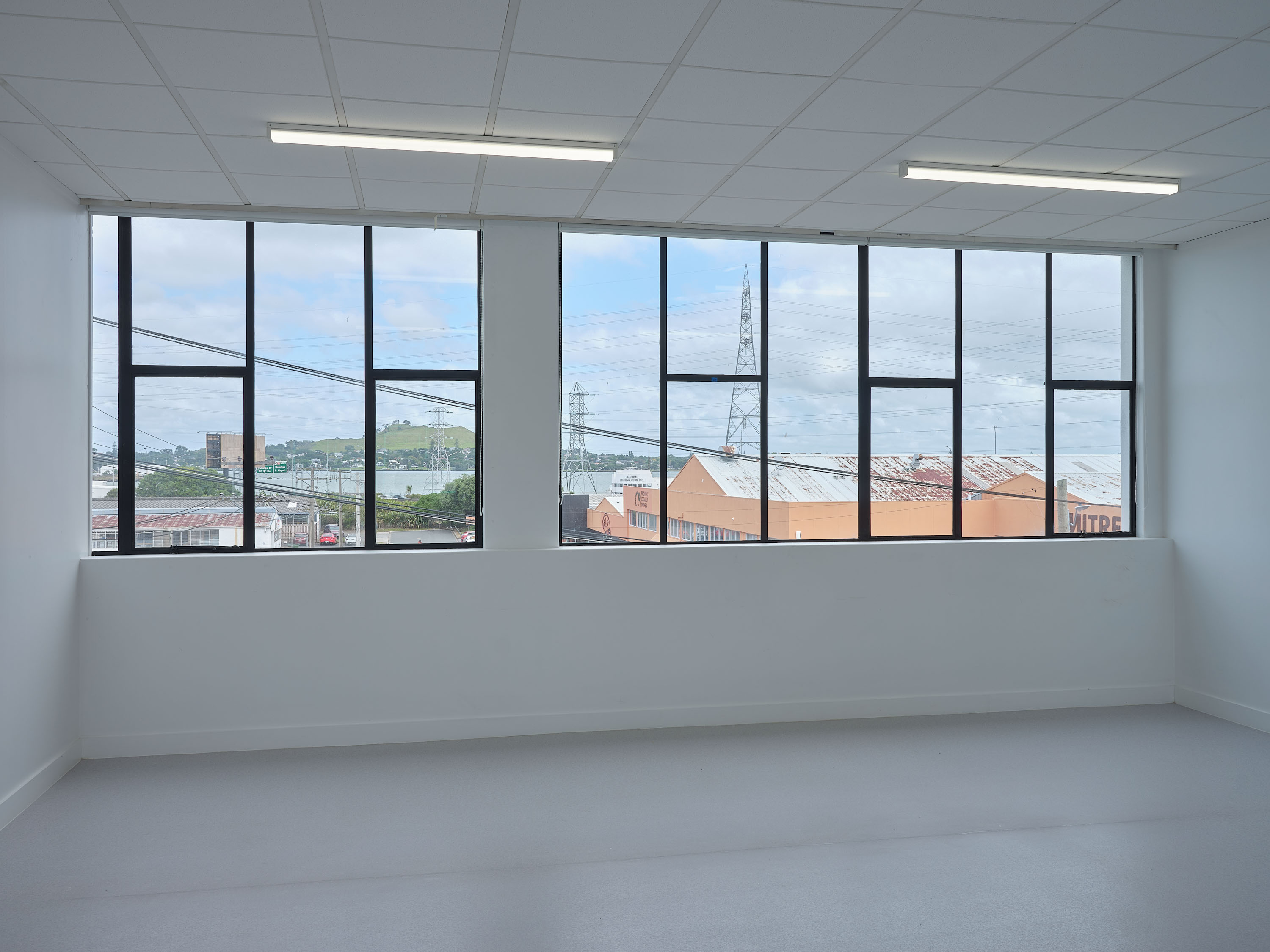 One of the artist’s studios at Gow Langsford Onehunga, with views to Māngere Mountain. Photo / Sam Hartnett
