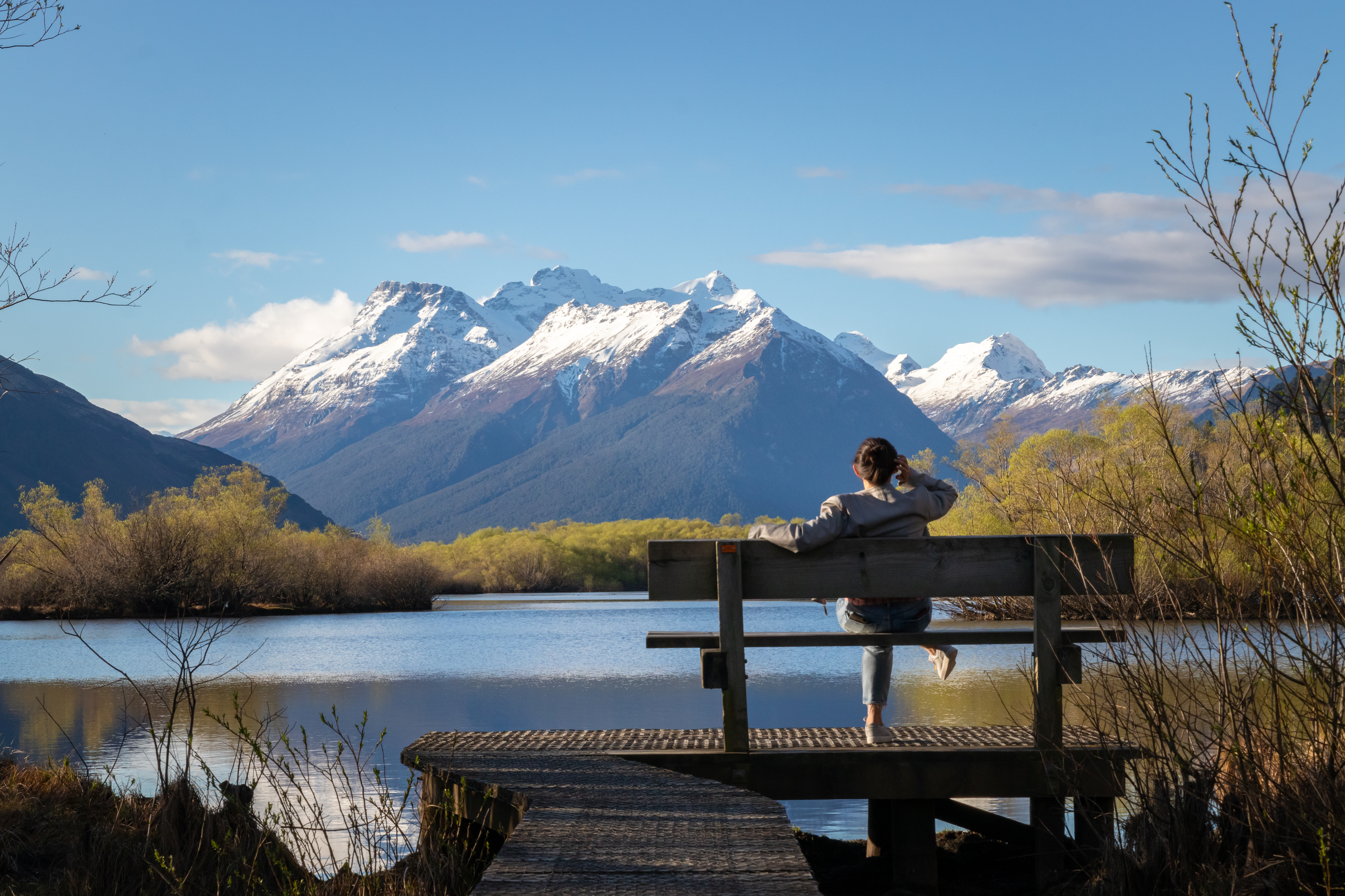 Glenorchy Lagoon Walkway: Views of Mt Earnslaw at the top of the lake. Photo / Camp Glenorchy