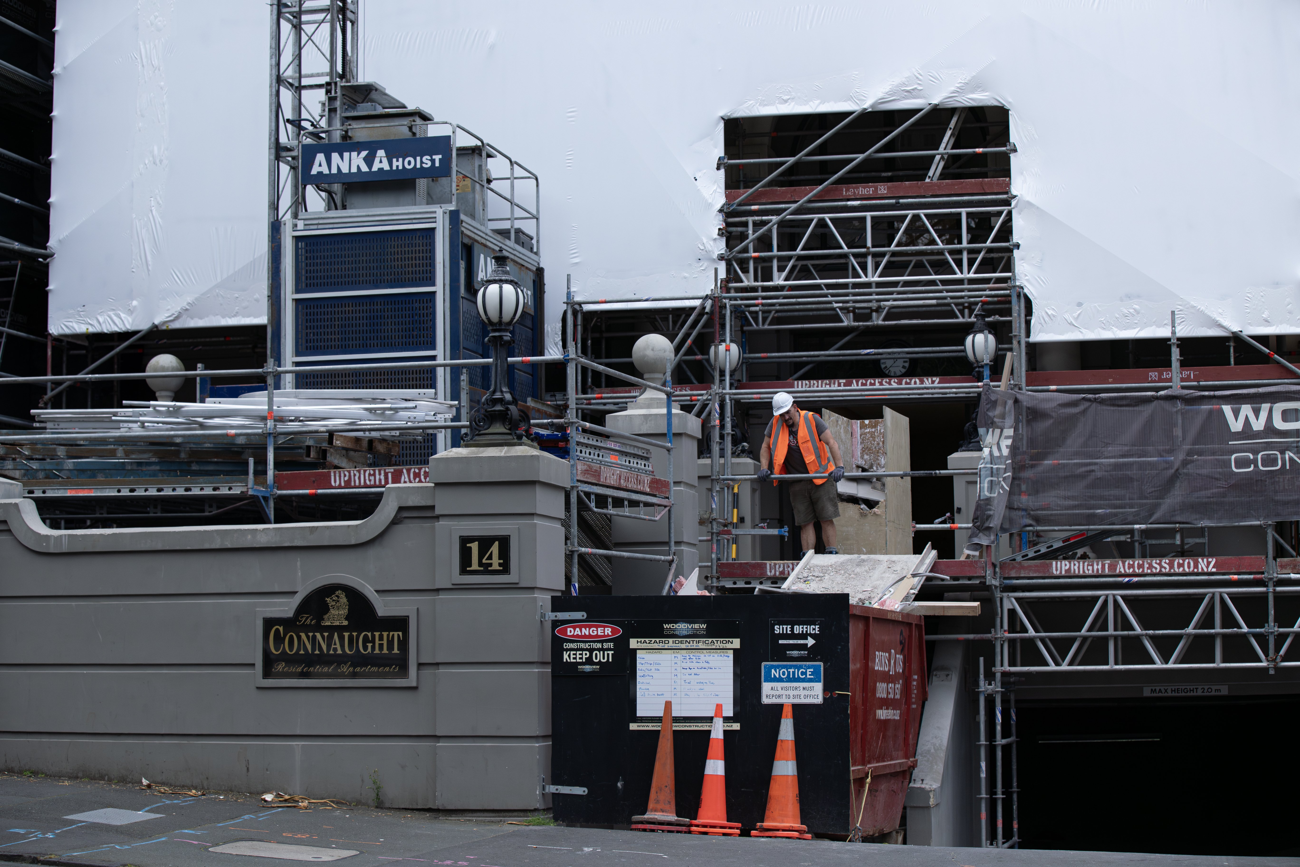 Repairs to the apartment block The Connaught began earlier this year. Photo / Hayden Woodward