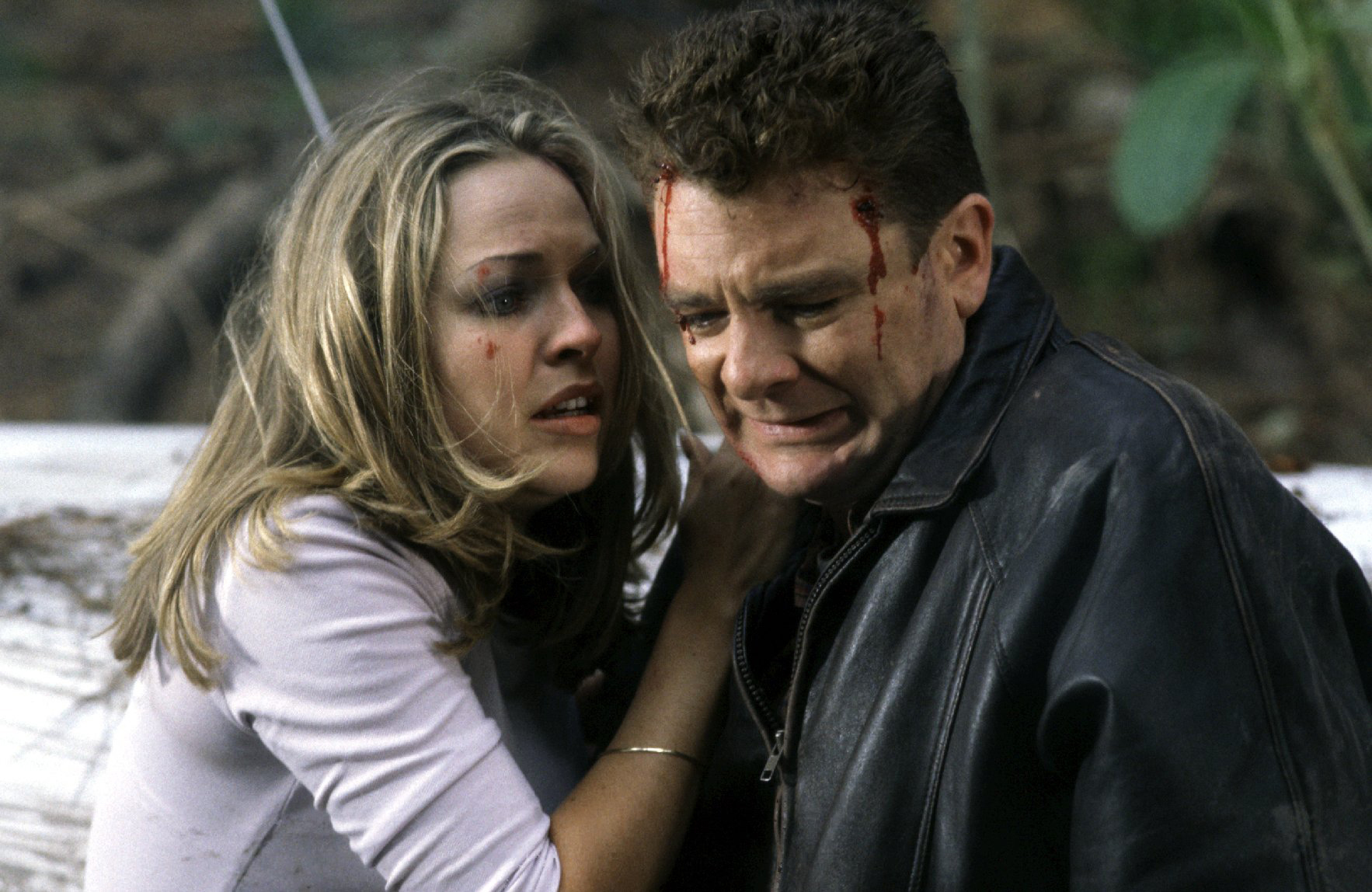 The pair pictured during one of Shortland St's famous end-of-year cliffhangers, the 1997 plane crash.