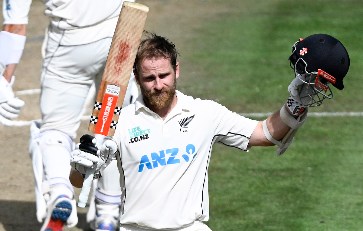 Kane Williamson celebrates his century against South Africa. Photo / Photosport