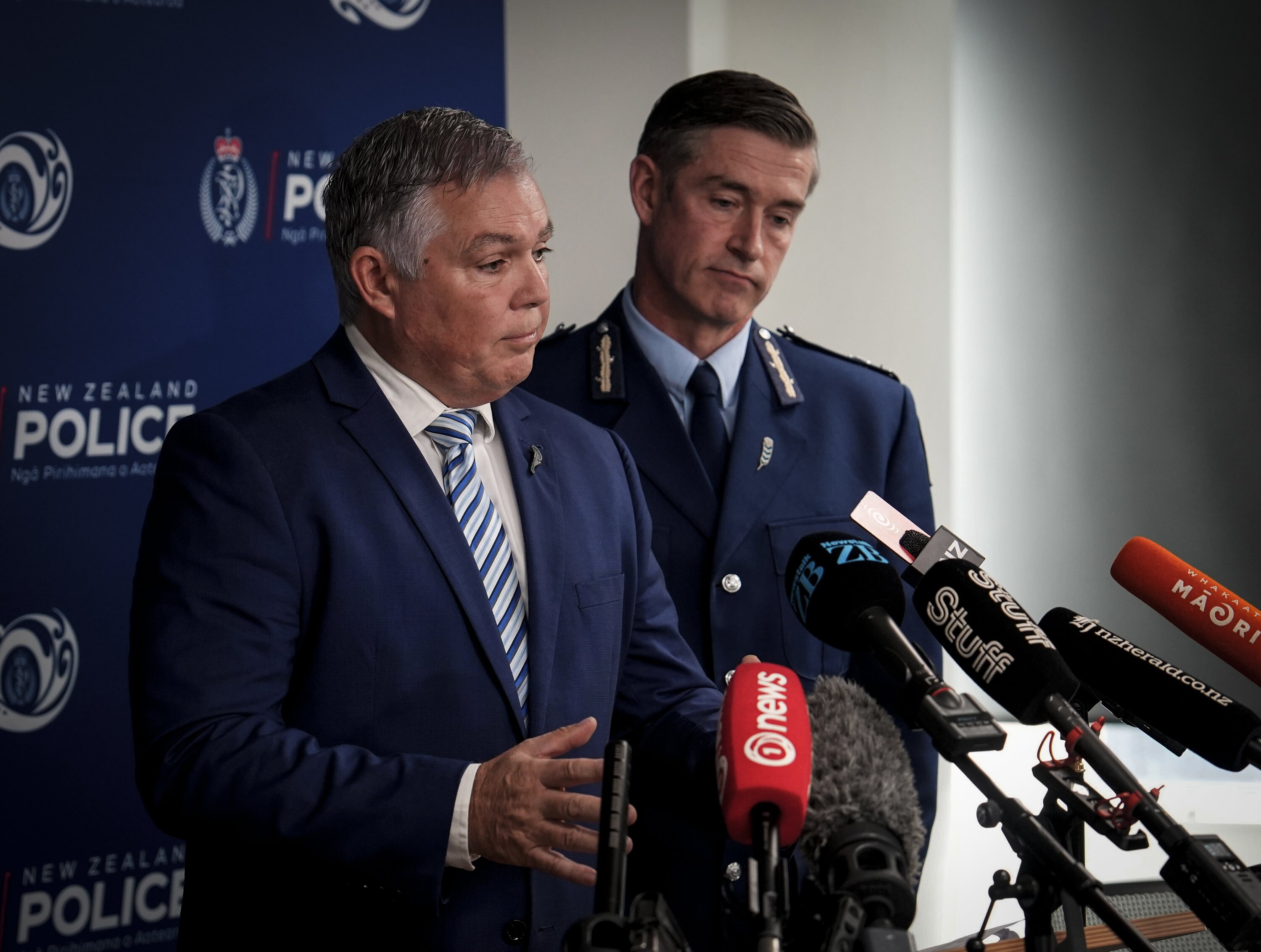 Police Minister Mark Mitchell (left) and Police Comissioner Andrew Coster. Photo / Ben Dickens