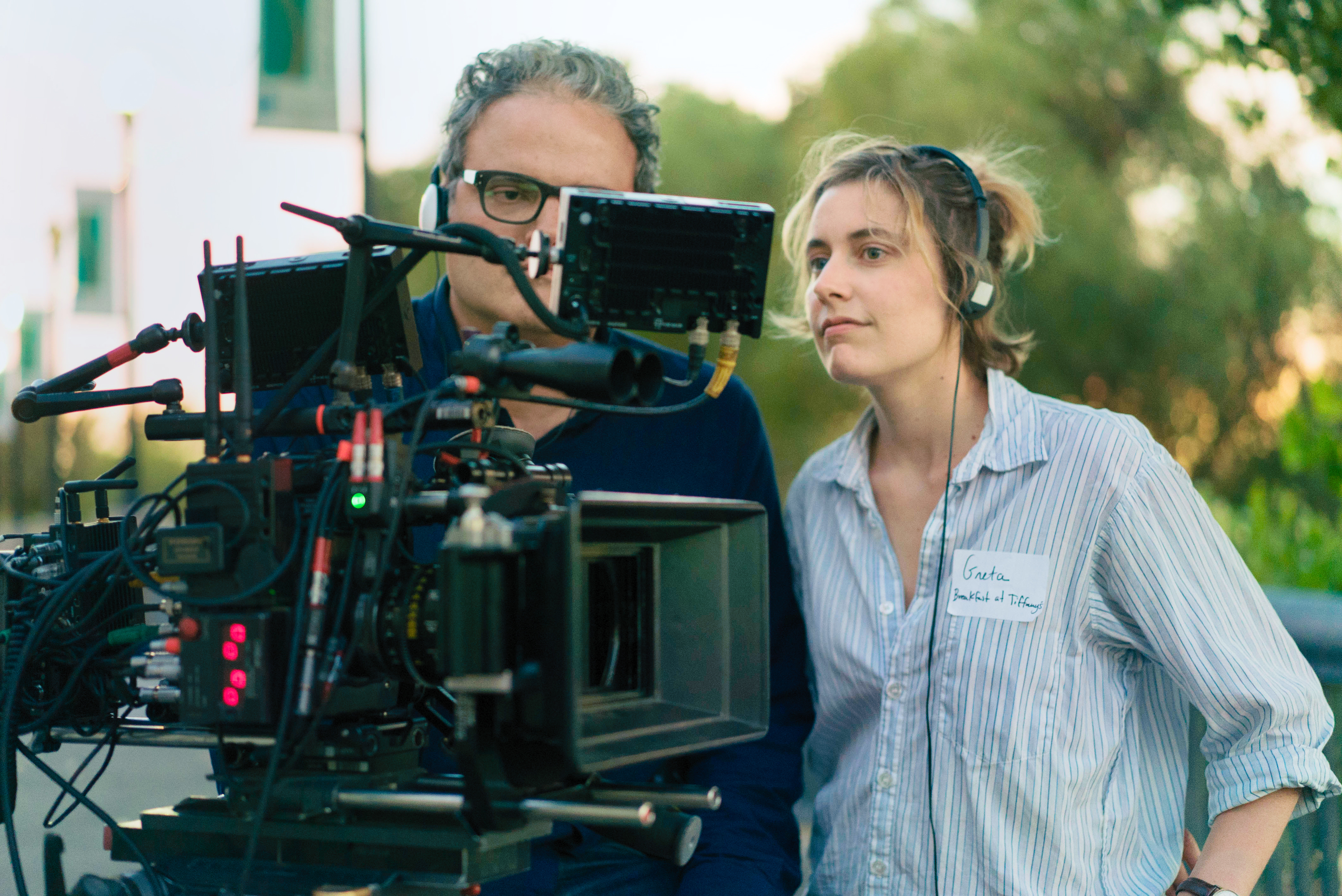 Director Greta Gerwig on the set of Lady Bird. 