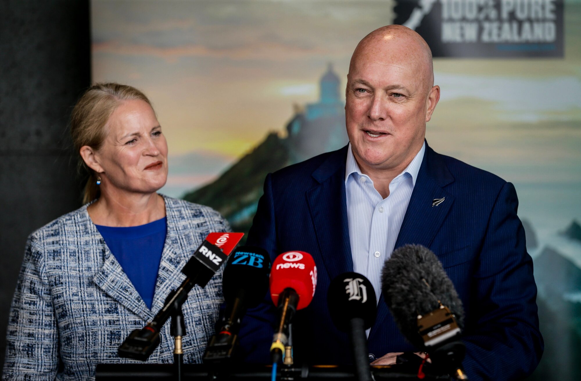 Prime Minister Christopher Luxon and Minister for Tourism Louise Upston. Photo / NZ Herald