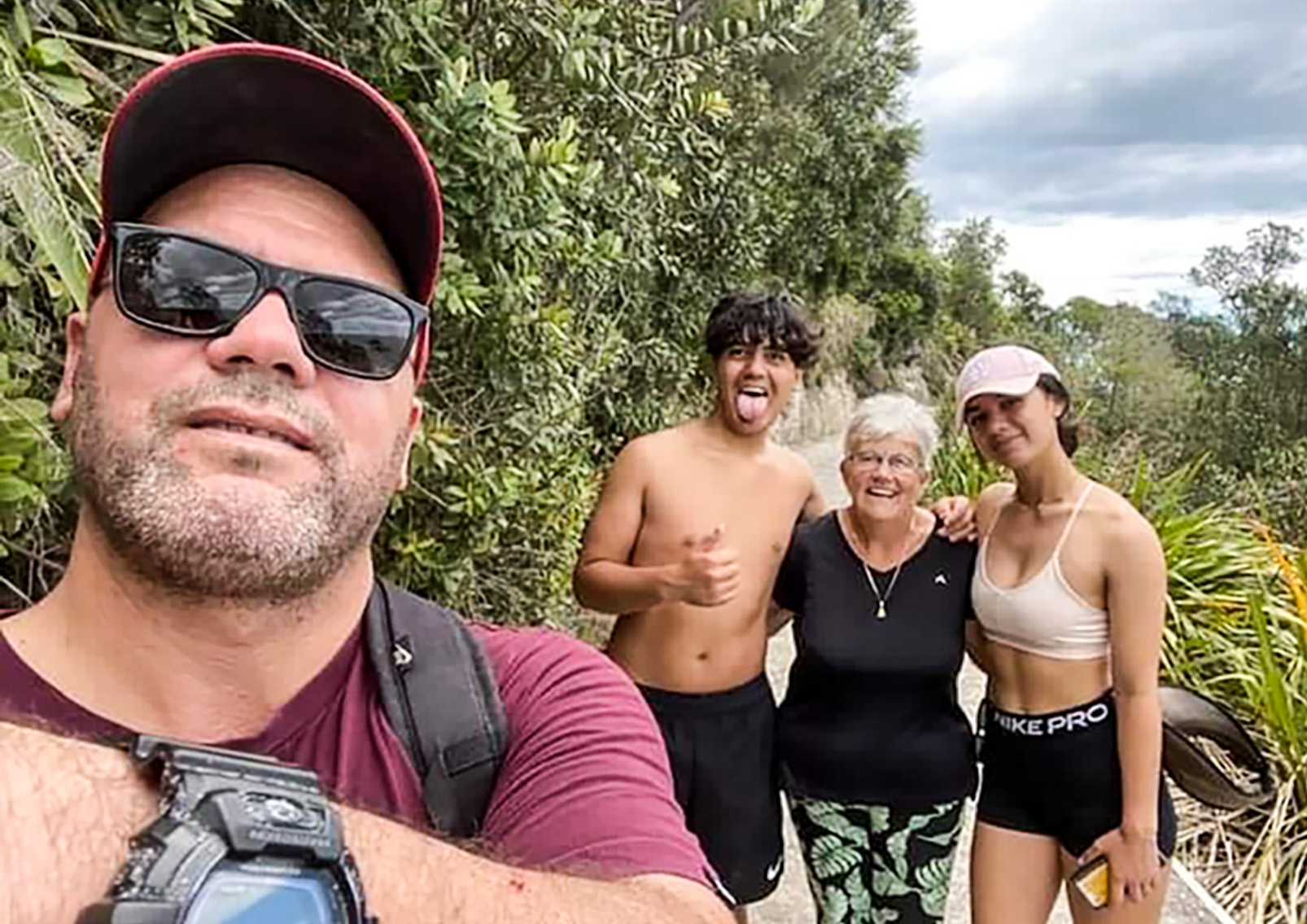 Reon Wikeepa, pictured with his son aged 14 years , mother Linda Wikeepa and daughter aged 16 years, died trying to save family members from the surf at Mt Maunganui. Photo / Supplied