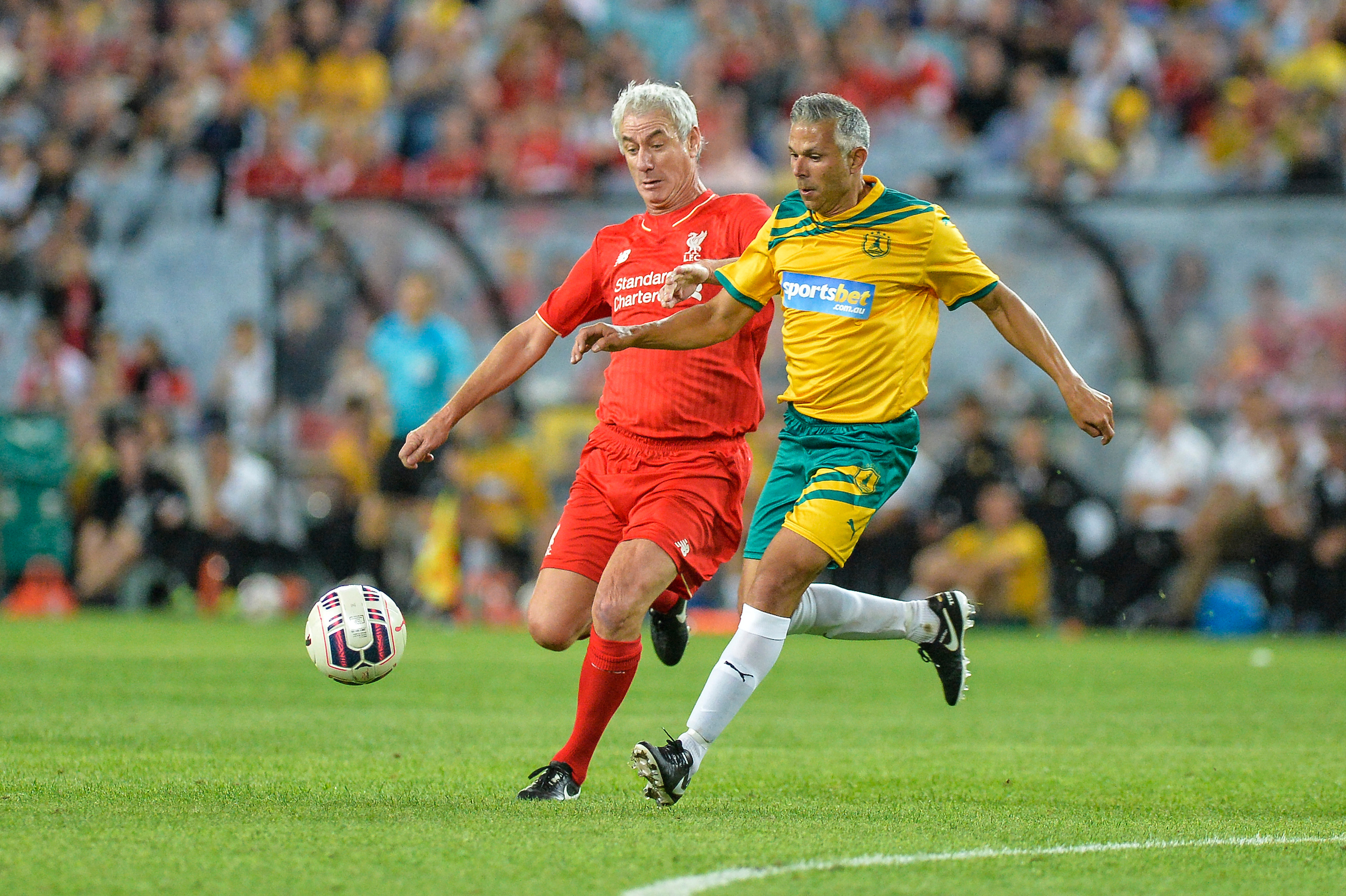 Steve Corcia in action for Australia Legends against Liverpool Legends in 2016. Liverpool won 4-0. Photo / Photosport