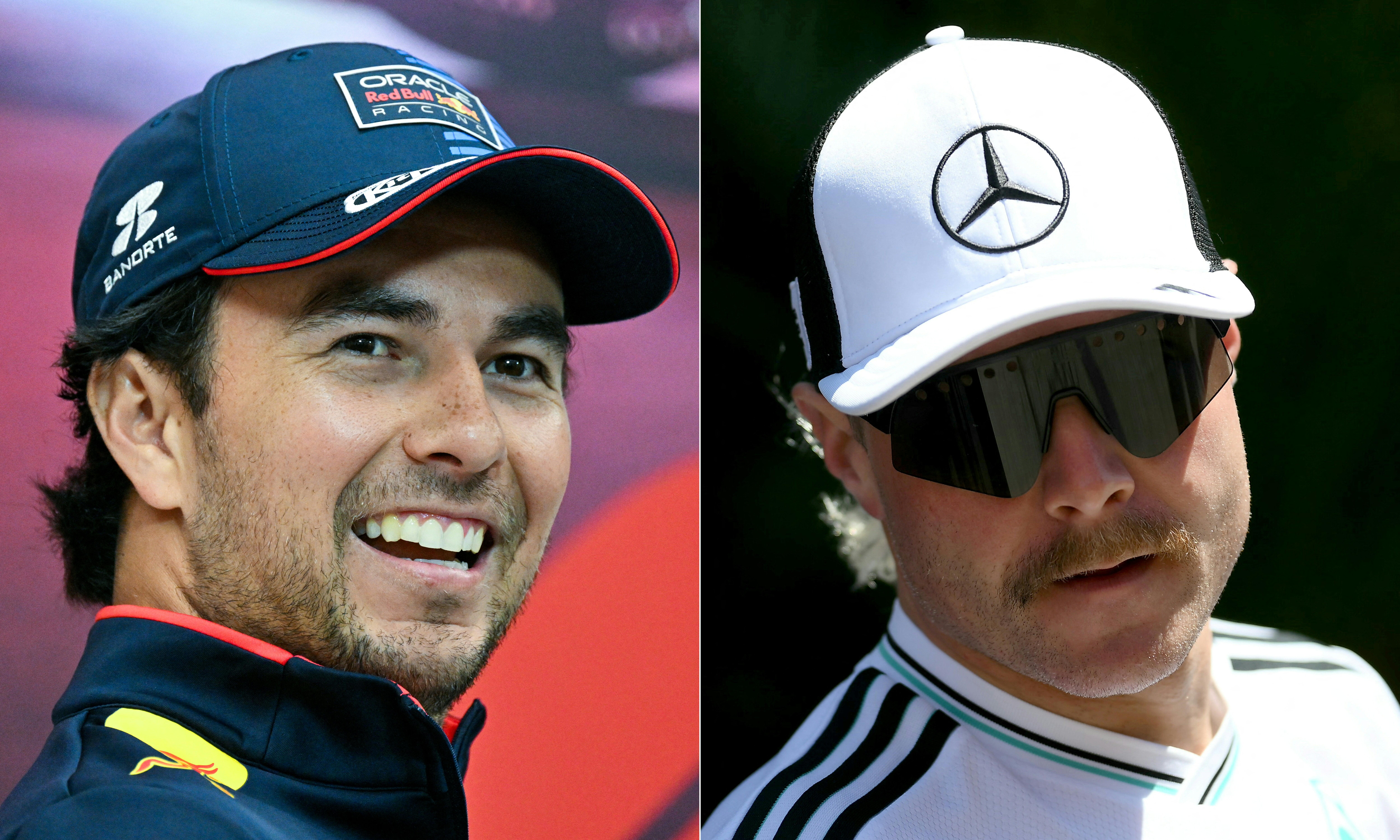 Mexican driver Sergio Perez and Finland's Valtteri Bottas. Photo / AFP
