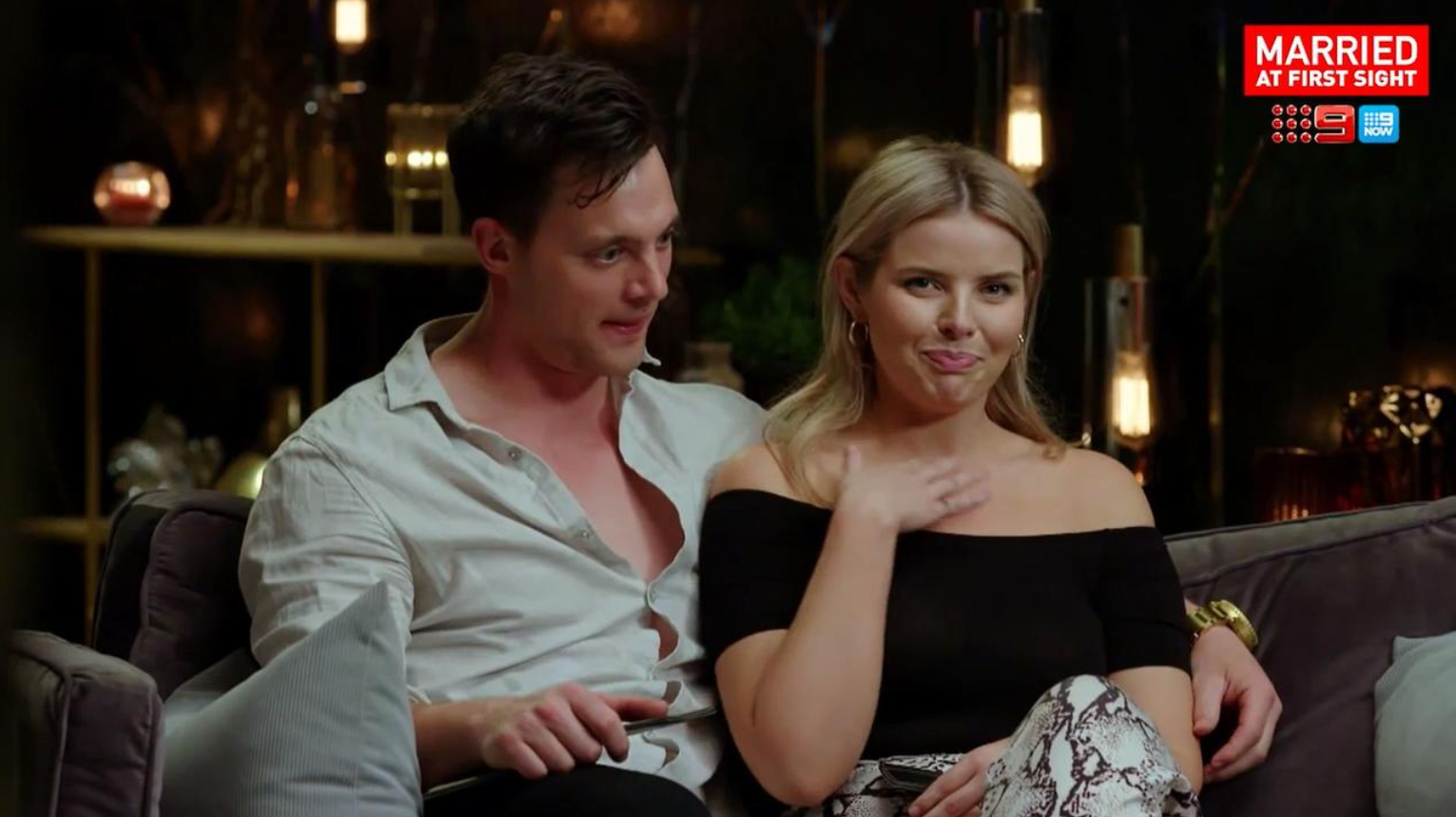 Things still appear to be going well with her MAFS husband Jackson Lonie. Photo / Channel 9