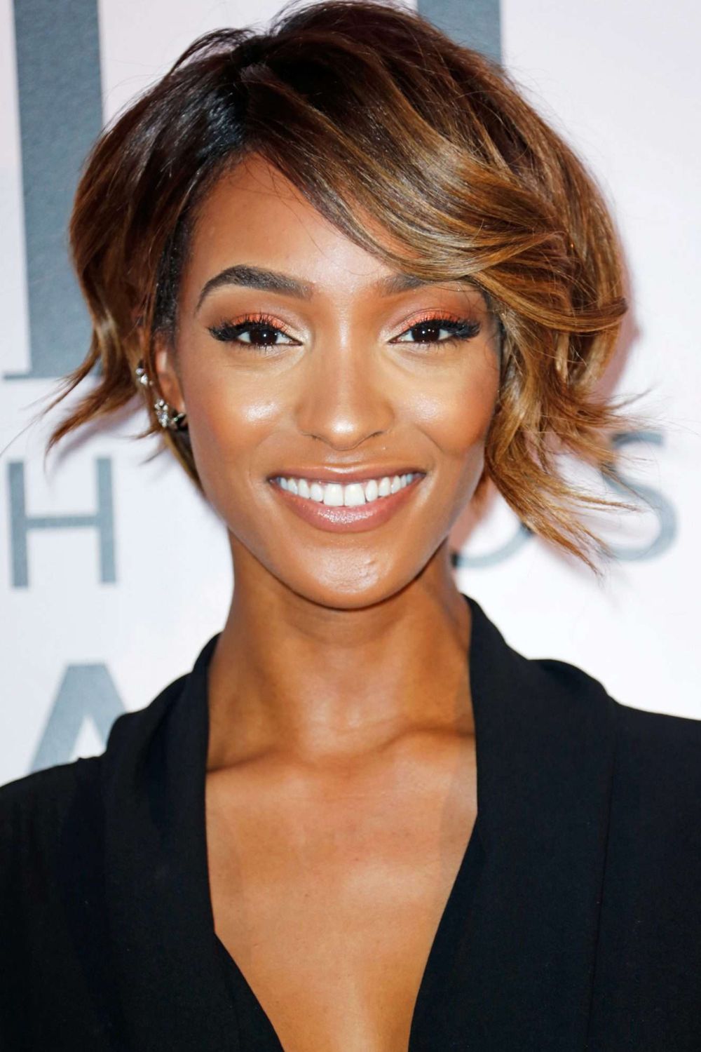 Jourdan Dunn has pulled off many hairstyles during her years as a model, including this cheekbone-grazing cut. Photo / Supplied