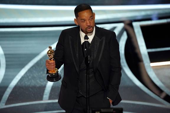 Will Smith accepts the Oscar for Best Actor. Photo / Getty Images
