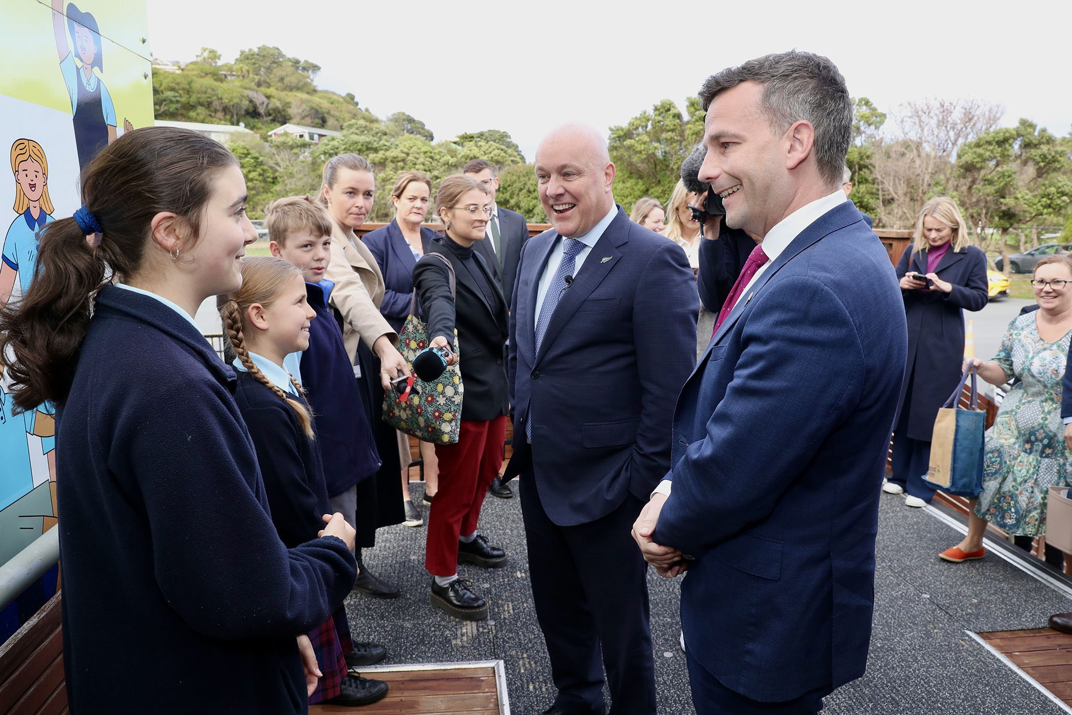 Prime Minister Christopher Luxon and Associate Education Minister David Seymour announced their truancy plan today. Photo / Mark Mitchell