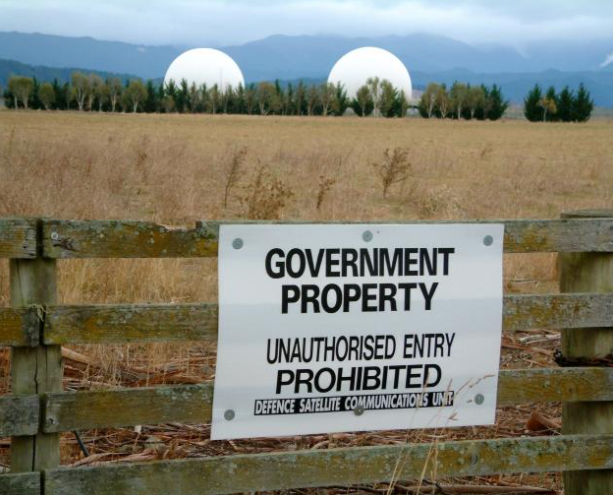 The Government Communications Security Bureau satellite communications interception station at Waihopai in Marlborough. The golf balls have since been removed but the base remains an important facility for electronic surveillance.