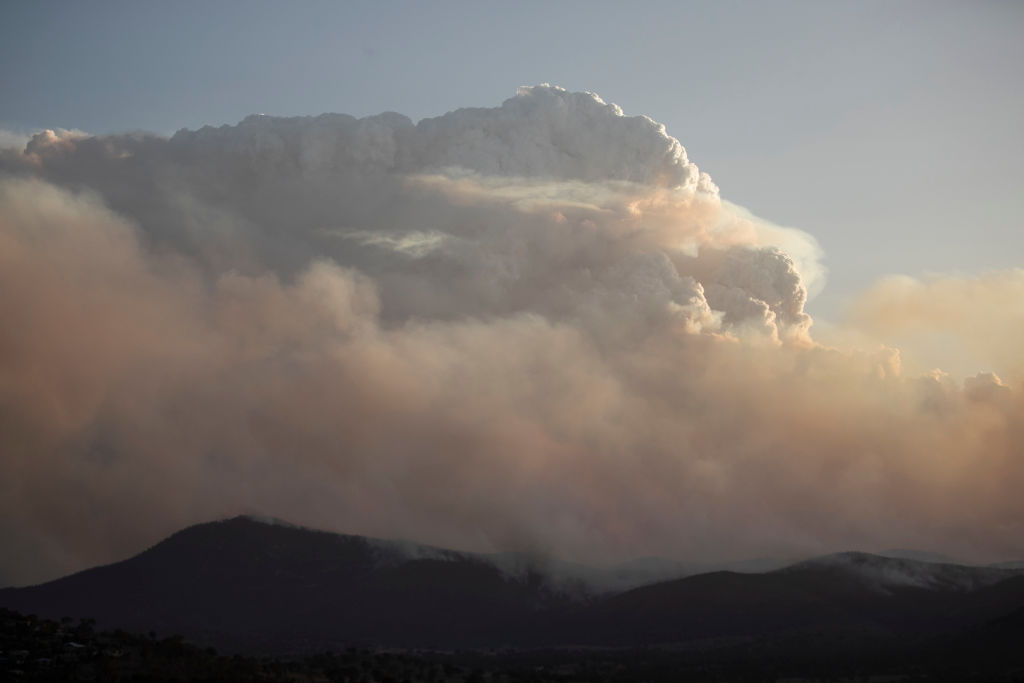 A pyrocumulonimbus cloud generated above a bushfire south of Canberra, Australia. Photo / Getty Images