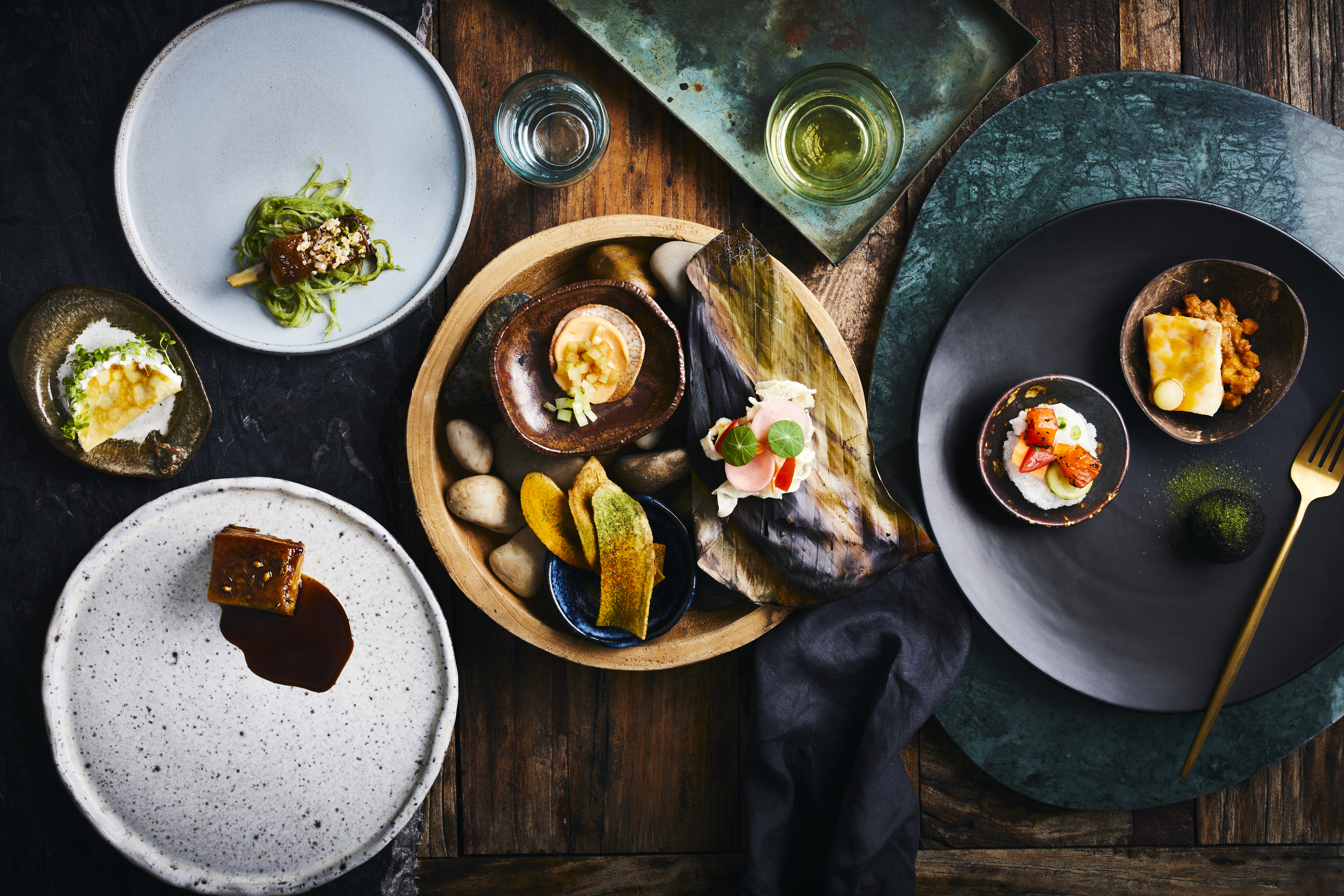 Chef Henry Onesemo's Samoan-inspired dishes for Tala, including the 'raw ramen' salad. Photo / Manja Wachsmuth