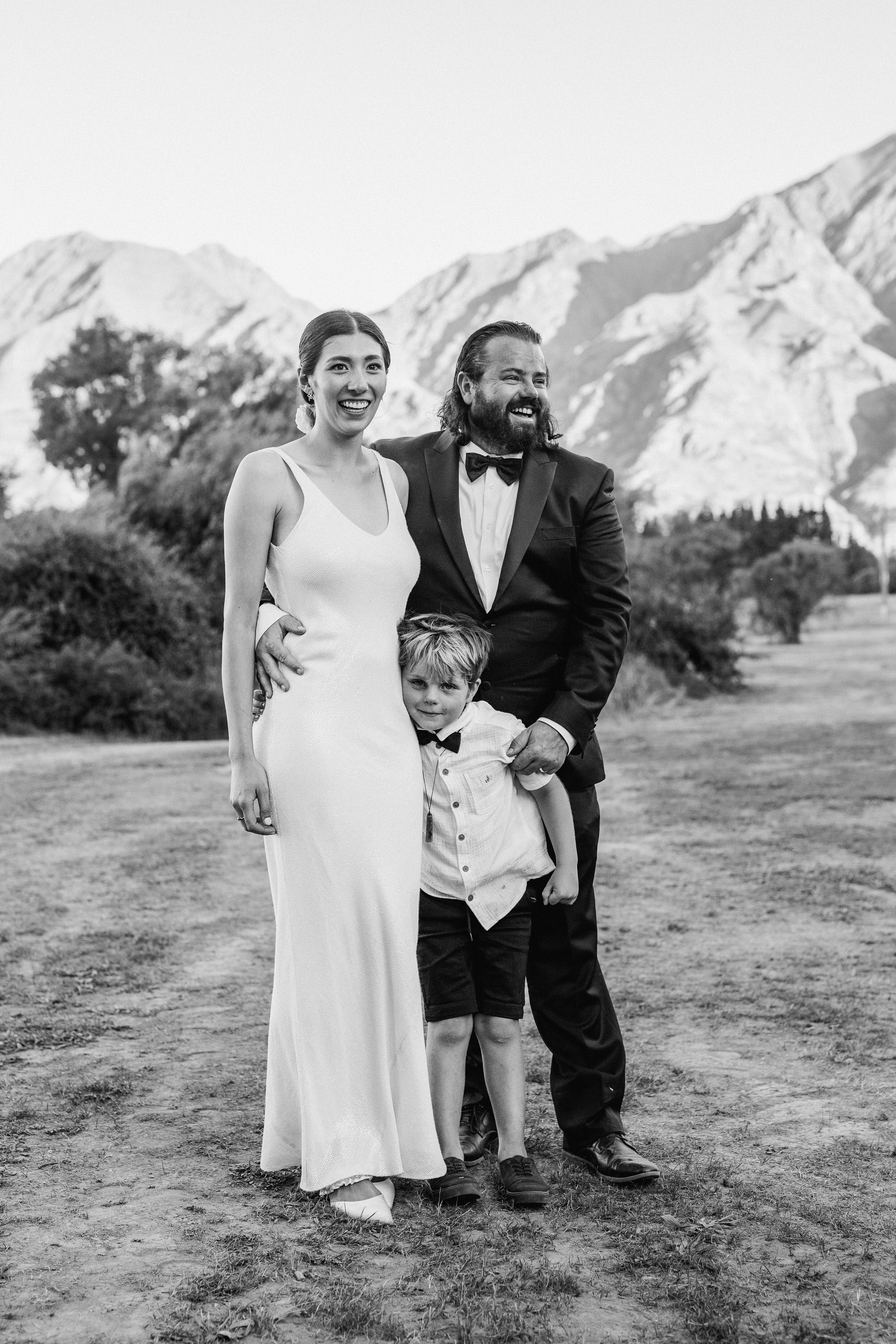 Vaughan Mabee on his wedding day with Julia Yamamoto-Evans and his son Milton.
