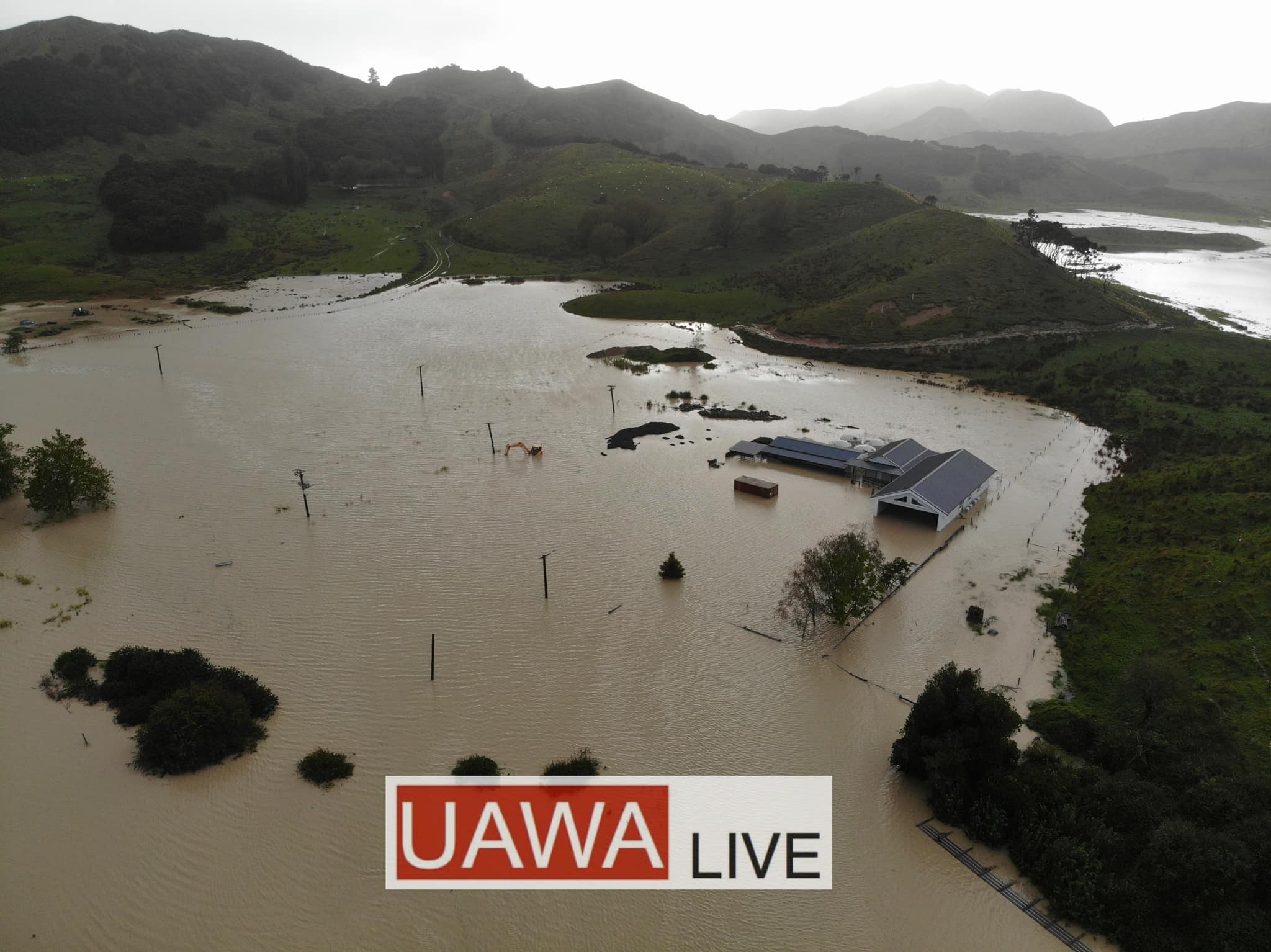 Puketawai Marae at Tolaga Bay underwater.  Photo / Uawa Live