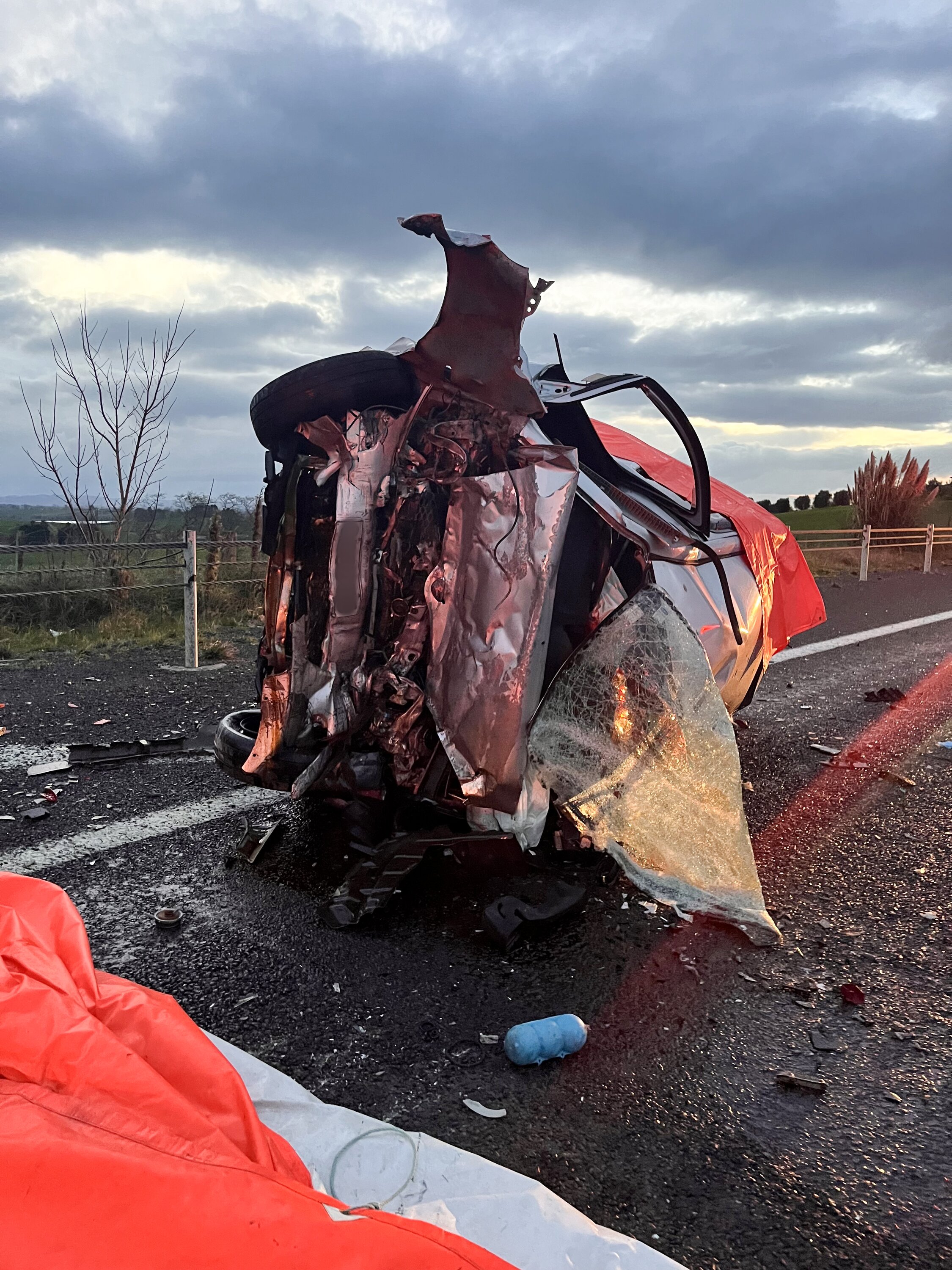 Scene of the fatal accident last week on State Highway 3 near Te Awamutu.