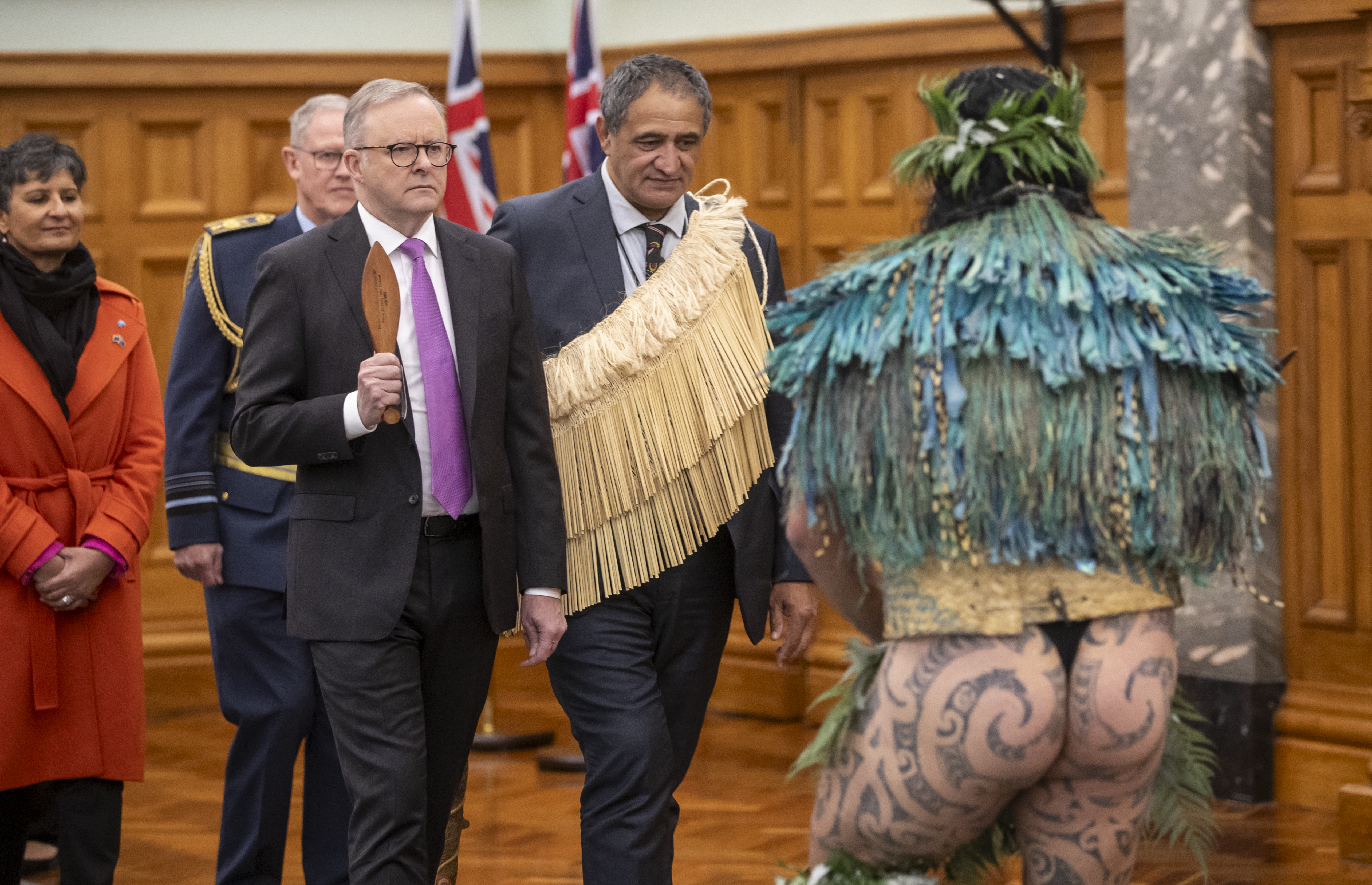Albanese was welcomed to Parliament with a powhiri. Photo / Mark Mitchell