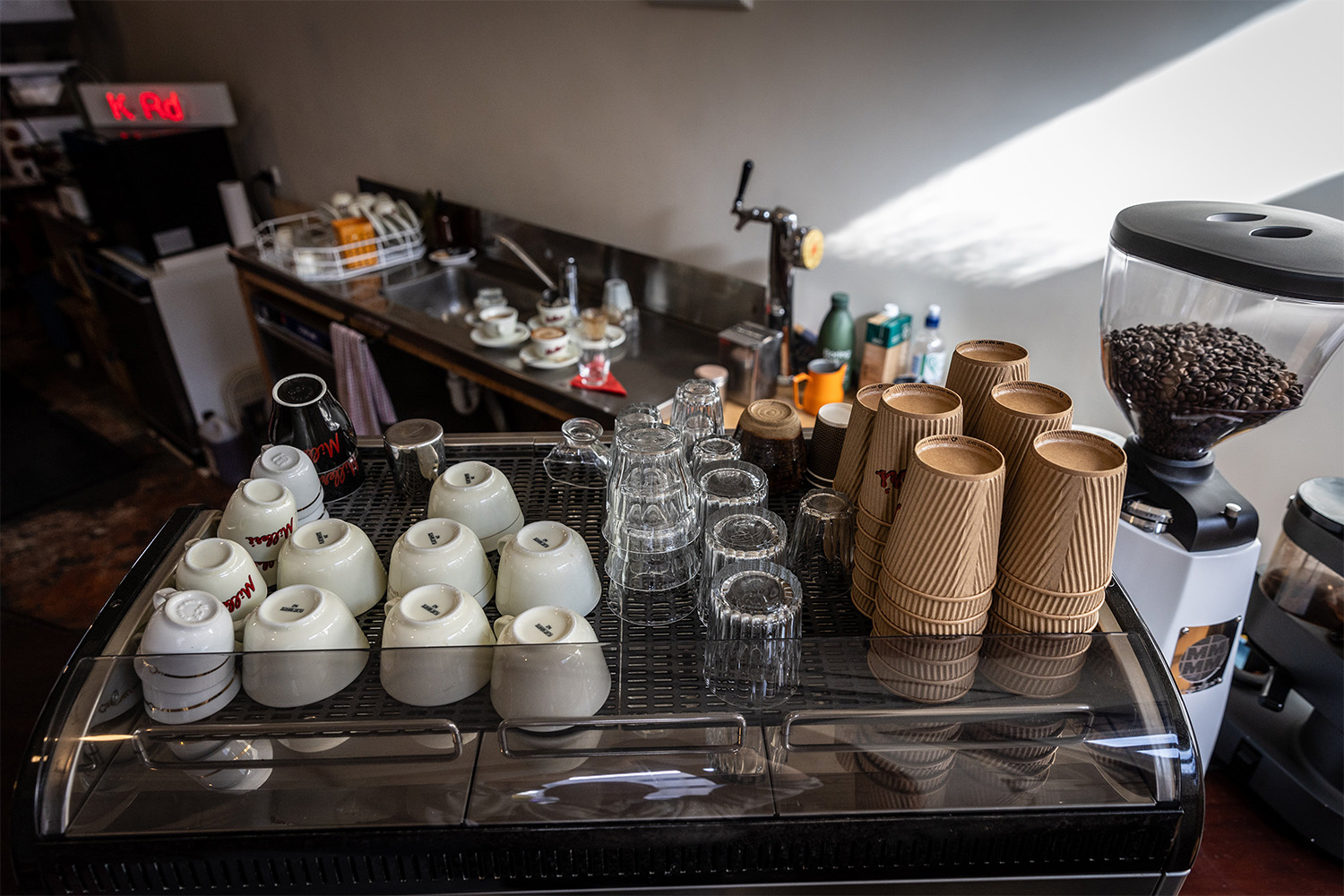 The machine at Miller's is stacked with a few special cups, for special customers. Photo / Michael Craig