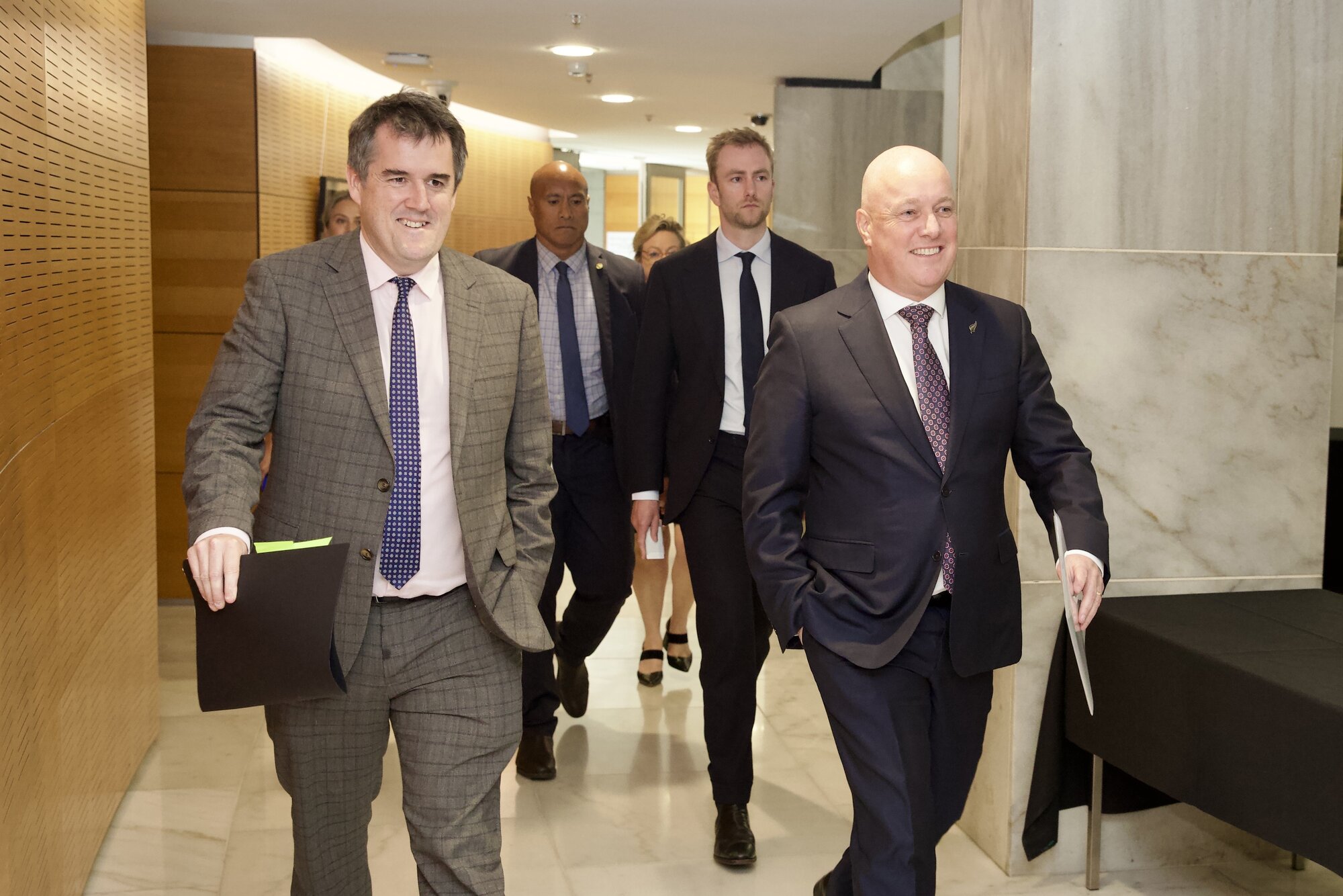 Chris Bishop (left) and Christopher Luxon fronted the media to announce the Government's