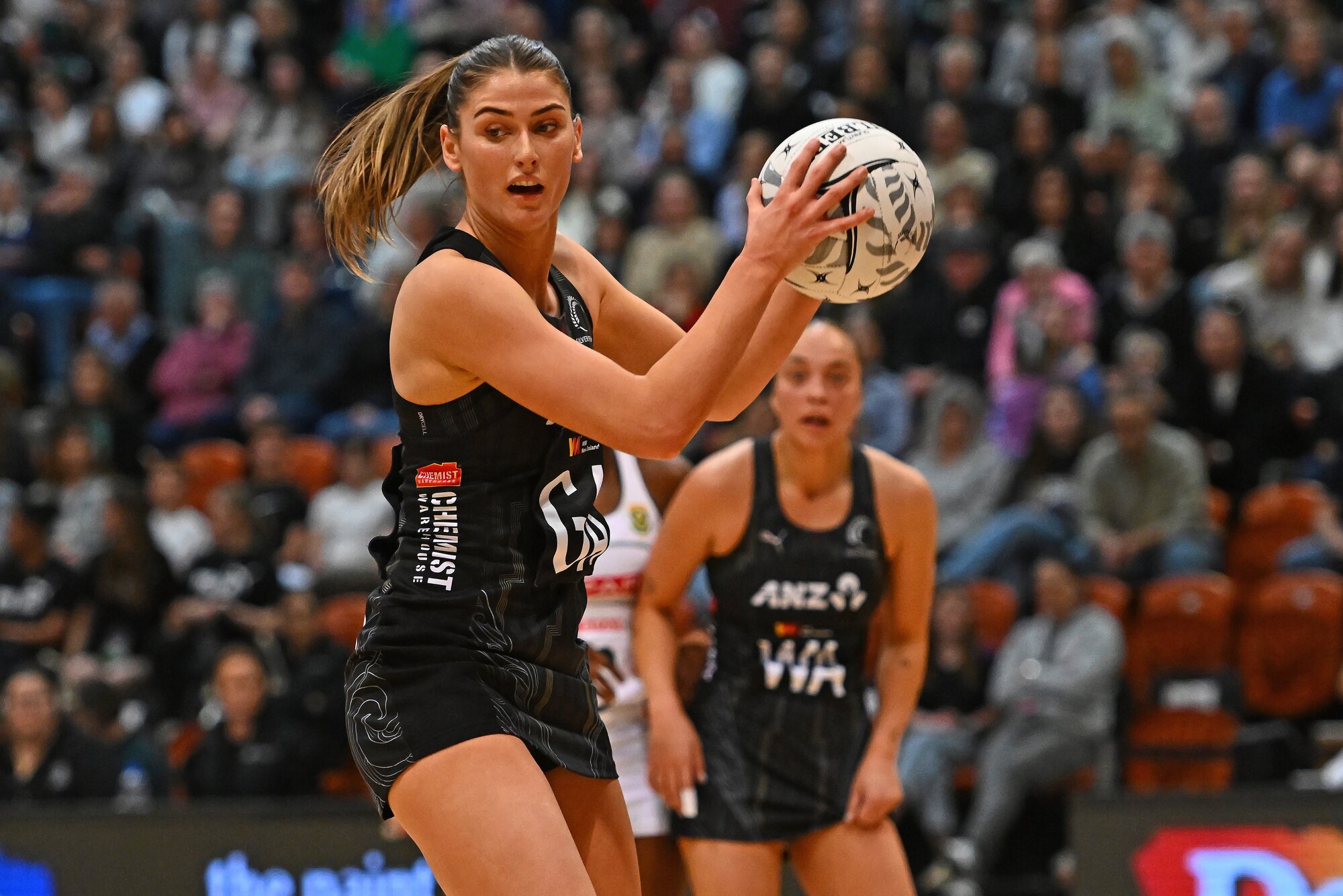 Georgia Heffernan in action for the Silver Ferns against South Africa. Photo / Photosport