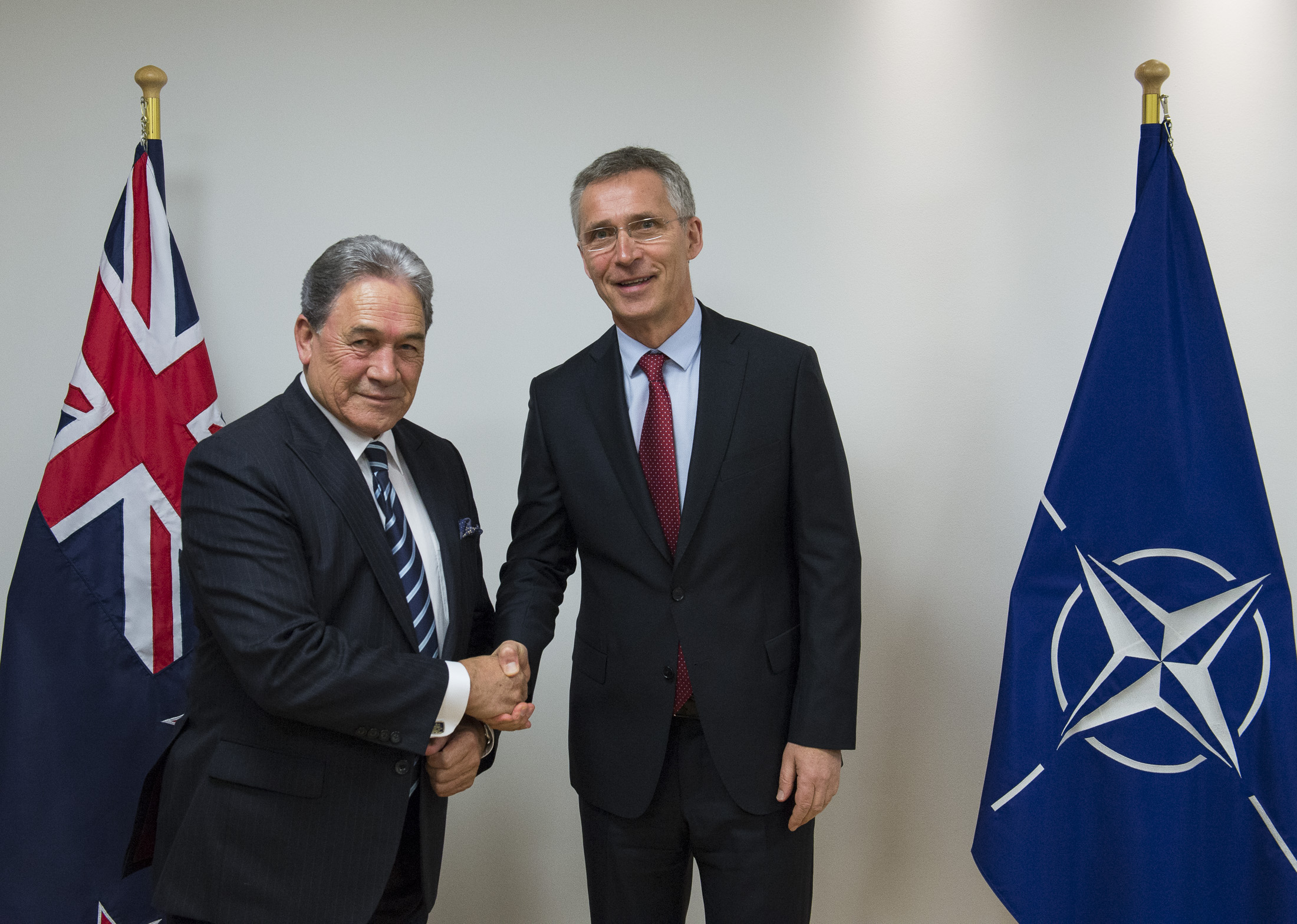 Former Foreign Minister Winston Peters meeting Nato Secretary General Jens Stoltenberg in April 2018. Photo / Nato