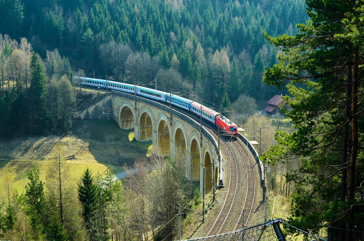 The 41km Unesco World Heritage-listed Semmering Railway includes 14 tunnels and 16 viaducts. Photo / Getty Images