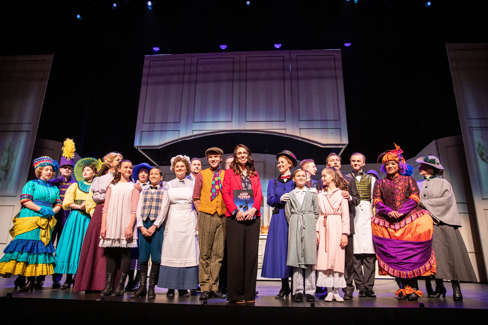 Prime Minister Jacinda Ardern met with cast and crew of Mary Poppins, the Broadway Musical, ahead of its opening night on October 15. Photo / Michael Craig