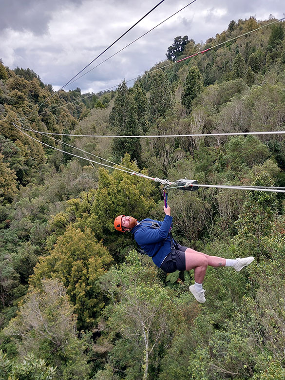 Sam Smith enjoying the Rotorua Canopy Tours experience. Photo / Rotorua Canopy Tours