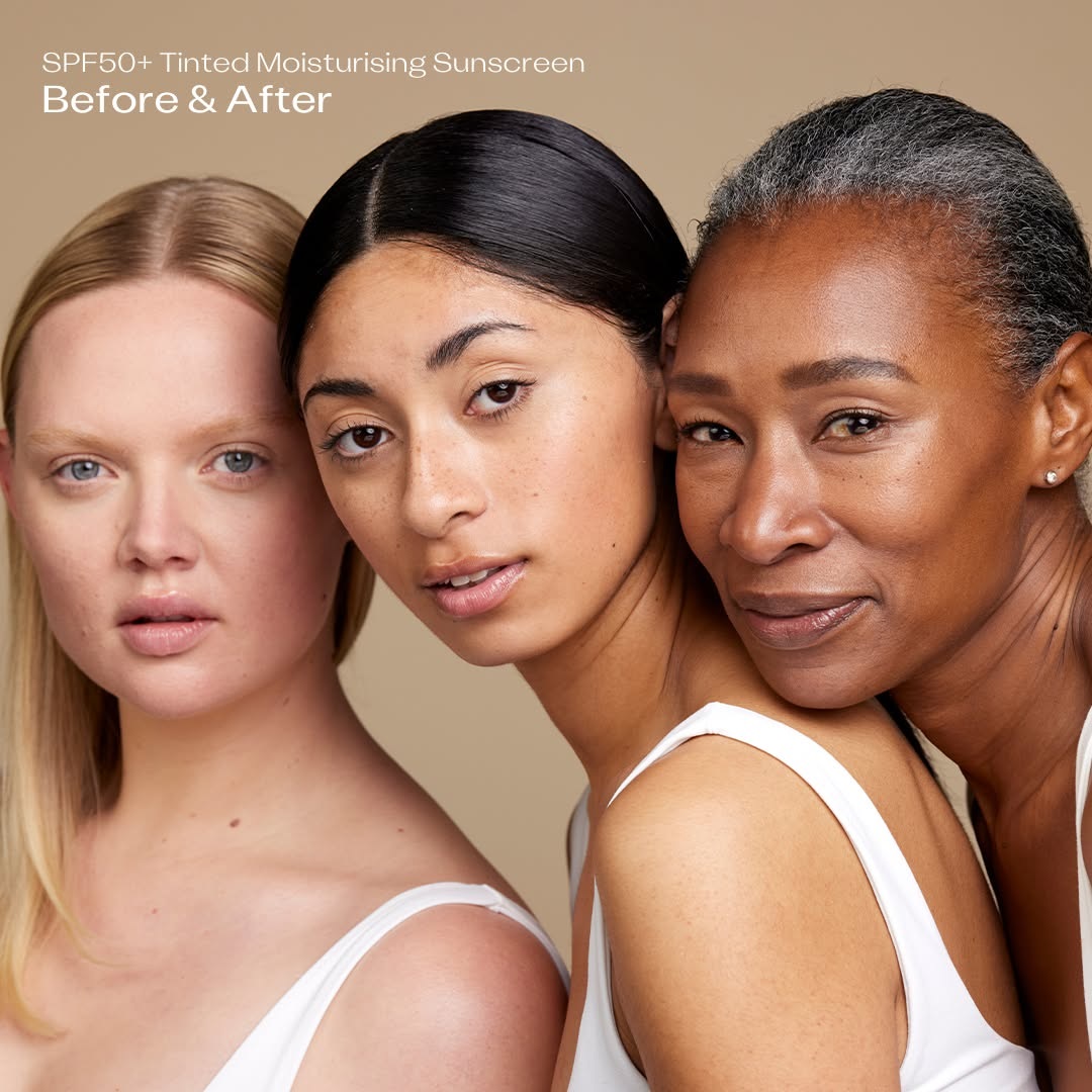 'Diversity within different backgrounds help to tell a story from life experiences not just one dimensional. New Zealand has a large cross section of cultures and they should be exemplified to feel inclusive.' Banke Moss in the latest Trilogy SPF50+ tinted moisturiser campaign alongside Holly-Rose Emery and Mahalia Thomas-Meleisea. Photo / @trilogyproducts