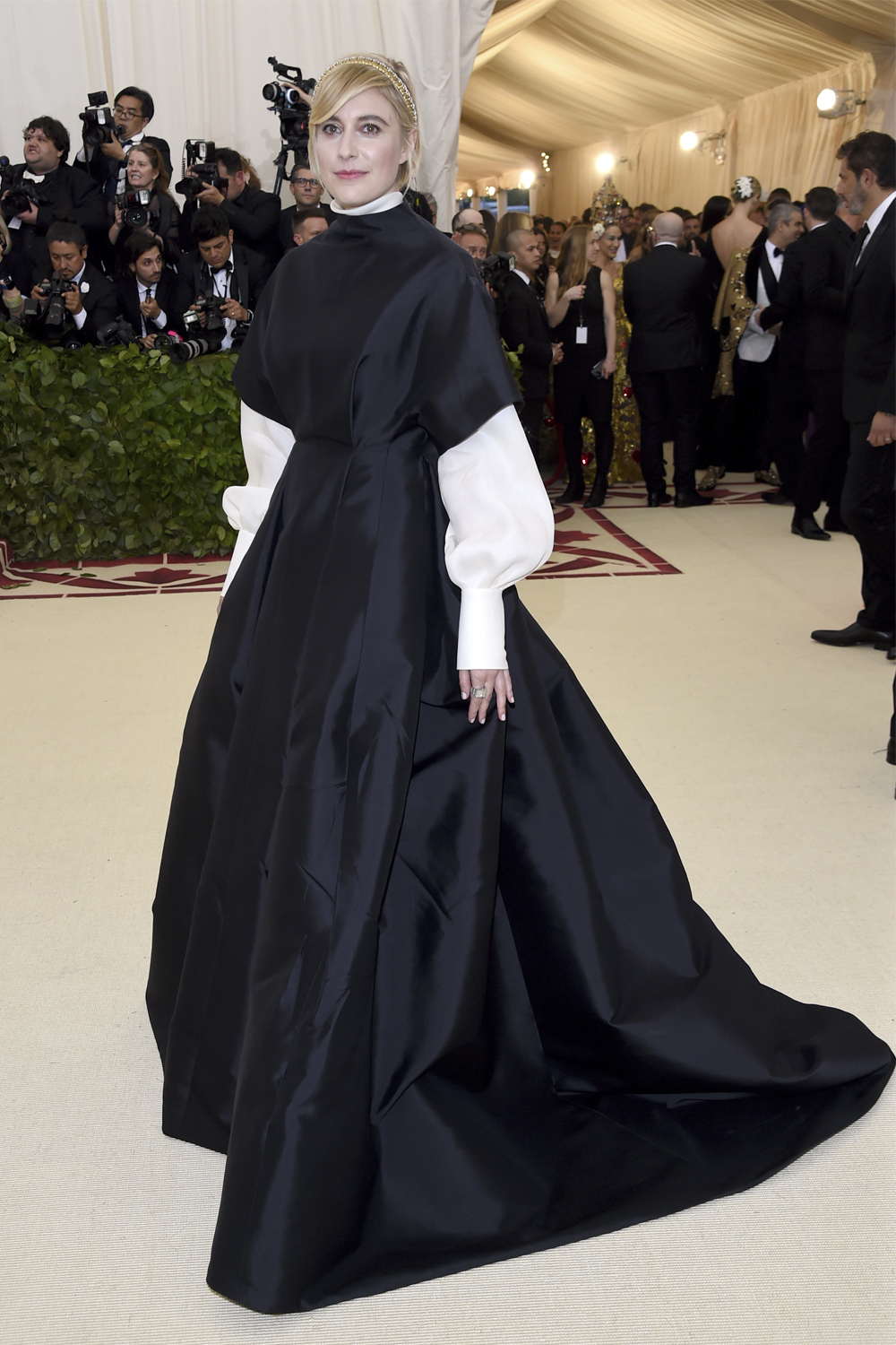 Greta Gerwig arrives at the 2018 Met Gala. Photo / AP