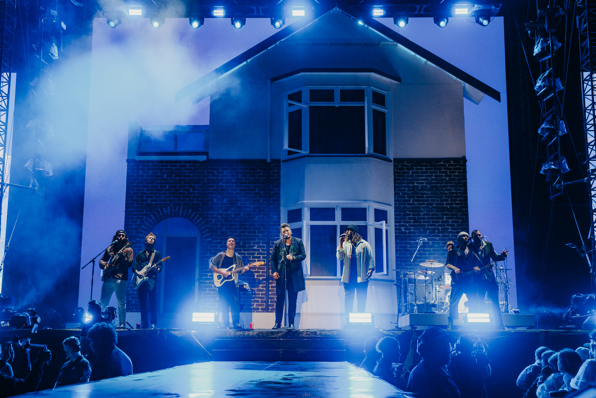 Six60 and Coterie perform on stage together. Photo / Supplied