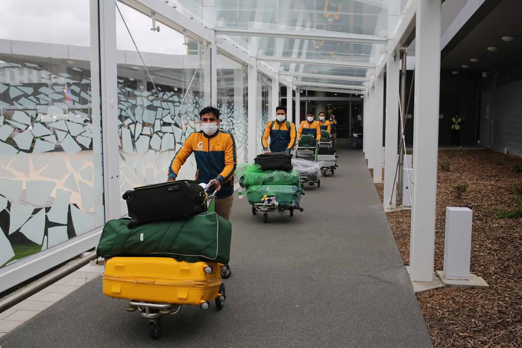 Six members of the Pakistan Cricket team, seen here arriving in Christchurch this week, have tested positive for Covid-19. Photo / Supplied