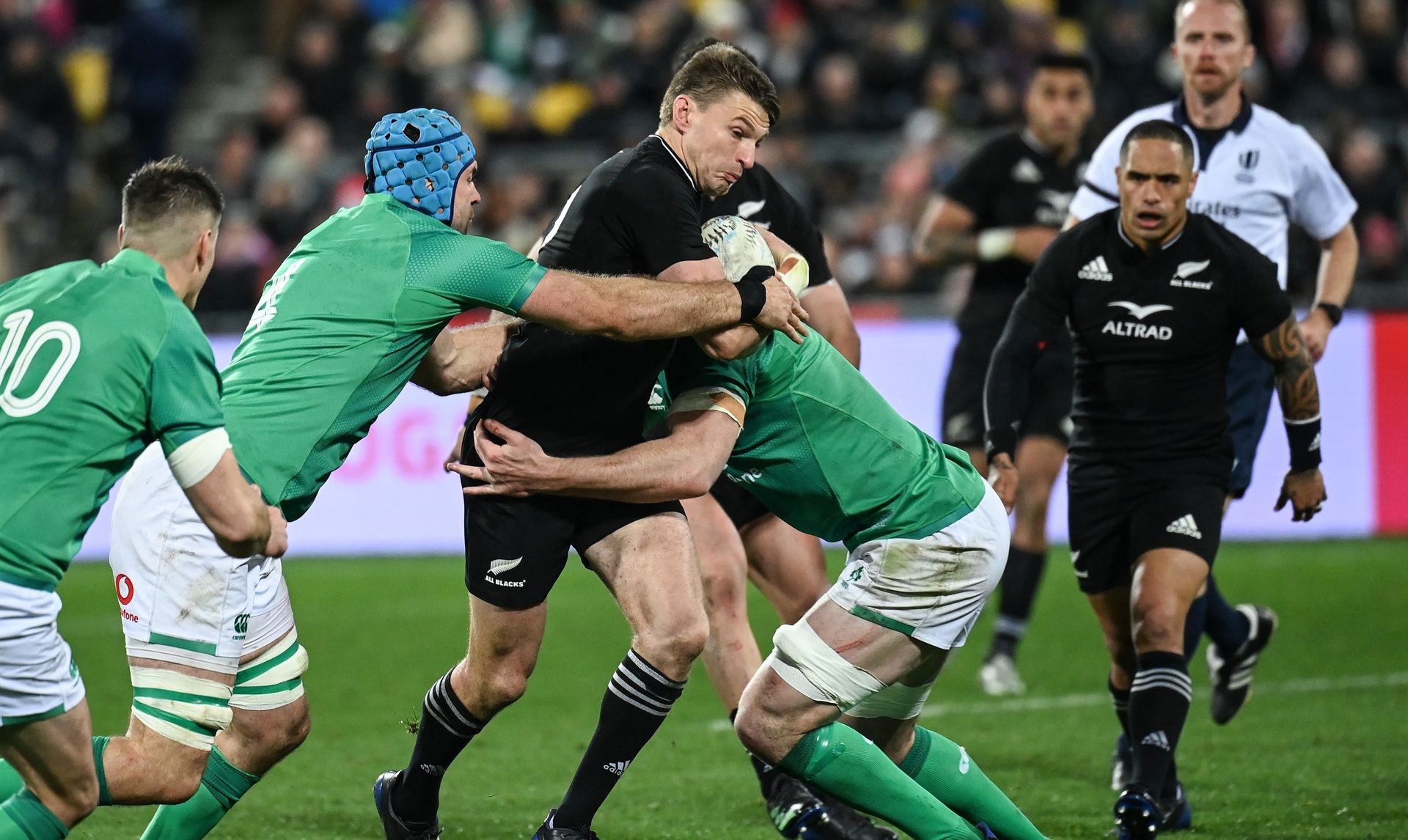 Beauden Barrett during the third test against Ireland in Wellington last year. Photo / Photosport