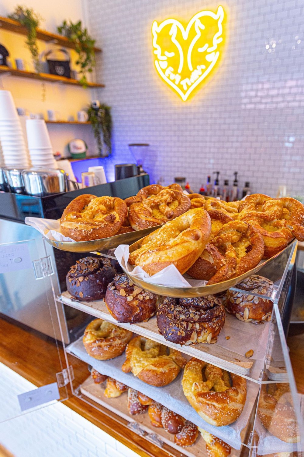 Evil Twins, on Willis St, has very good coffee and house-made cheese pretzels. Photo / Victor Huang, @Eviltwinsnz
