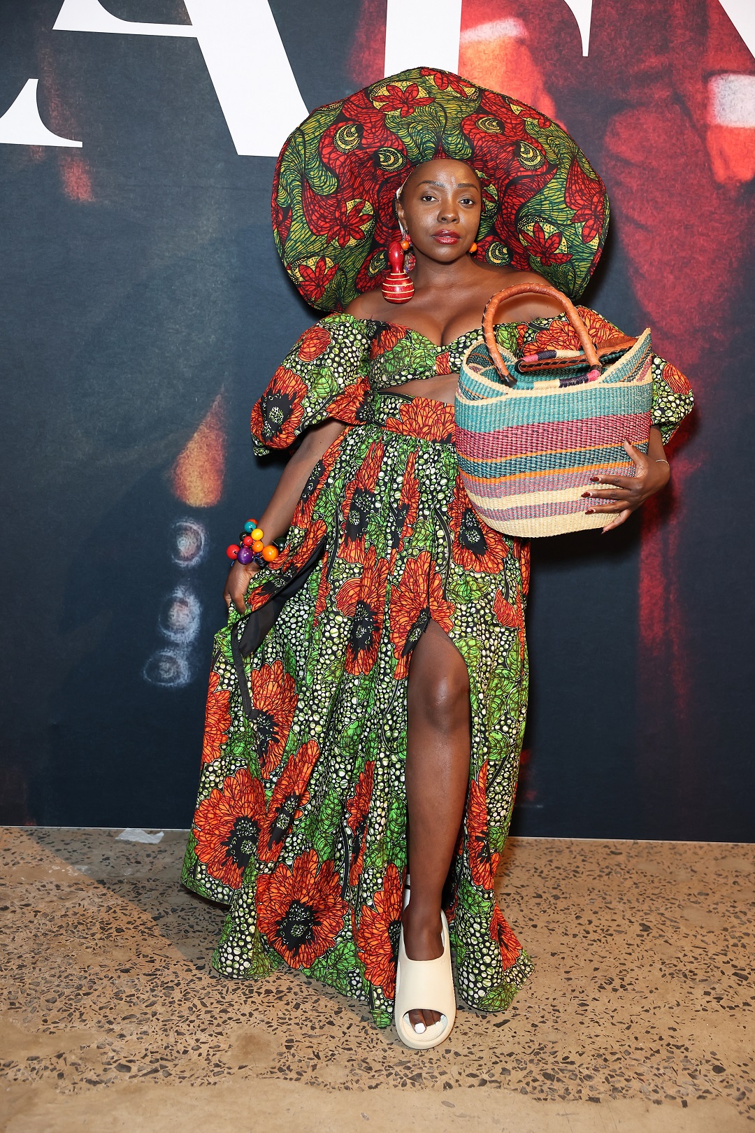 Actor and model Suzan Mutesi in a sensational ensemble by Sydney-based brand Kis-Simba Collection. Photo / Don Arnold, Getty Images