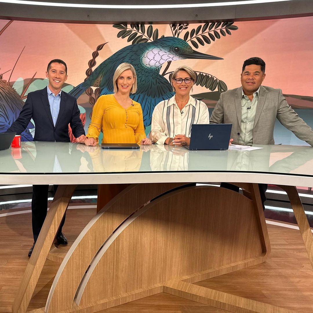 Daniel Faitaua joins his Breakfast co-hosts Jenny-May Clarkson, Chris Chang and Anna Burns-Francis. Photo / Instagram @breakfaston1