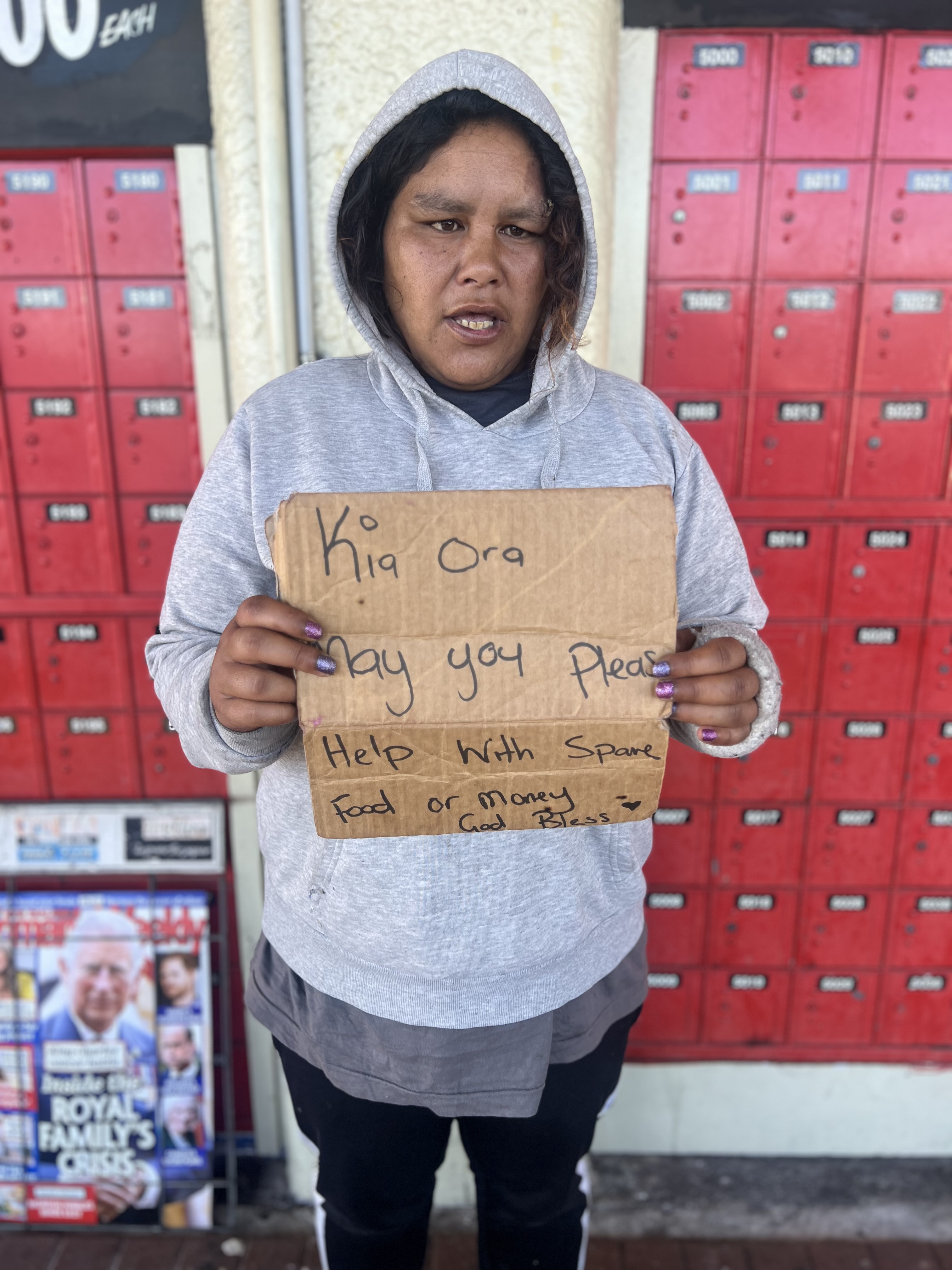 Mary Cooper has been charged after being hit by a car while begging at an intersection. Photo / Kelly Makiha