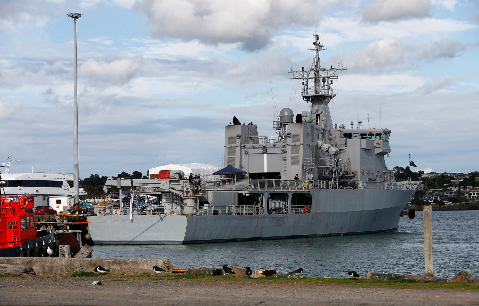 $300m-$600m is earmarked for Southern Ocean patrol vessels. Above, the RNZ Navy's HMNZS Wellington docked at Port Rd in Whangārei. Photo / Michael Cunningham