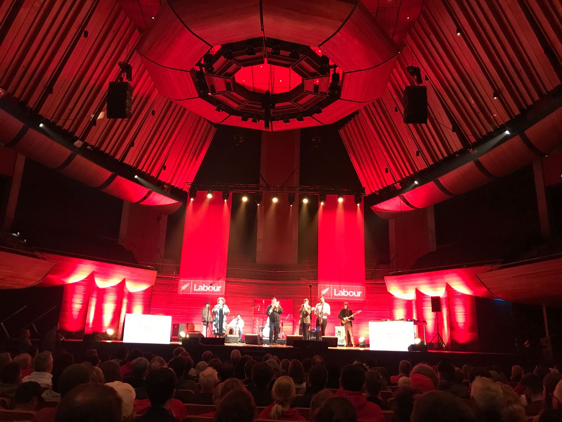 The Stardust Orchestra performing at the Labour Party rally in Wellington today. Photo / Derek Cheng