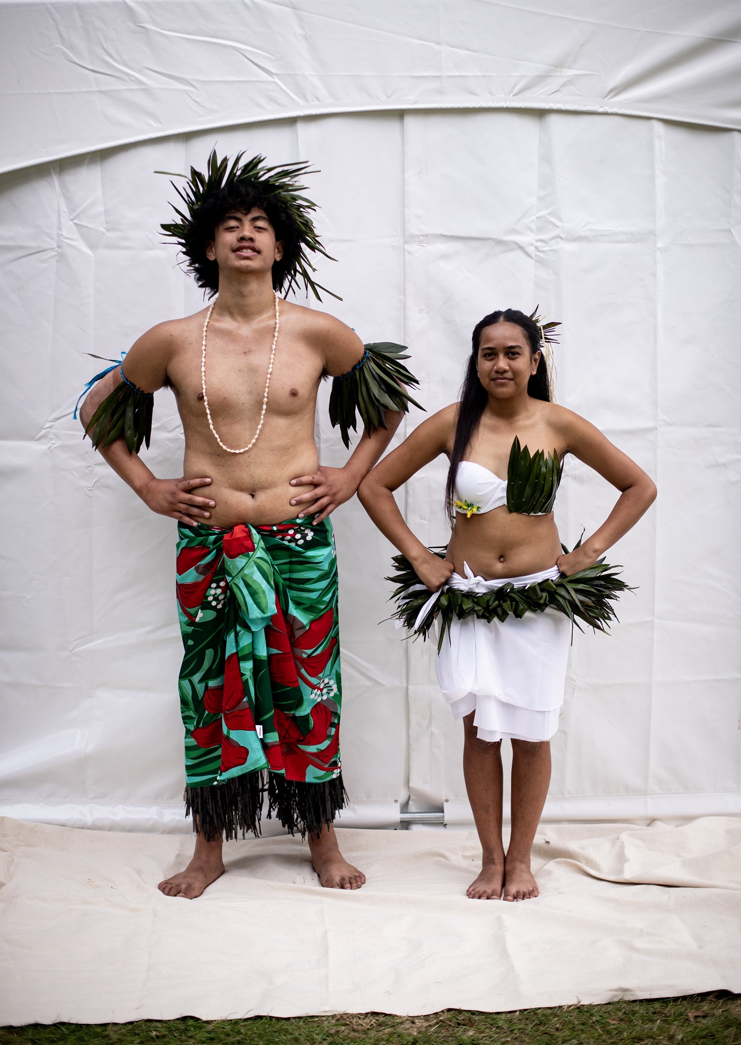 Cook Island performers Ojan Sa’u and Benine Vavia from Waitakere College. Photo / Dean Purcell