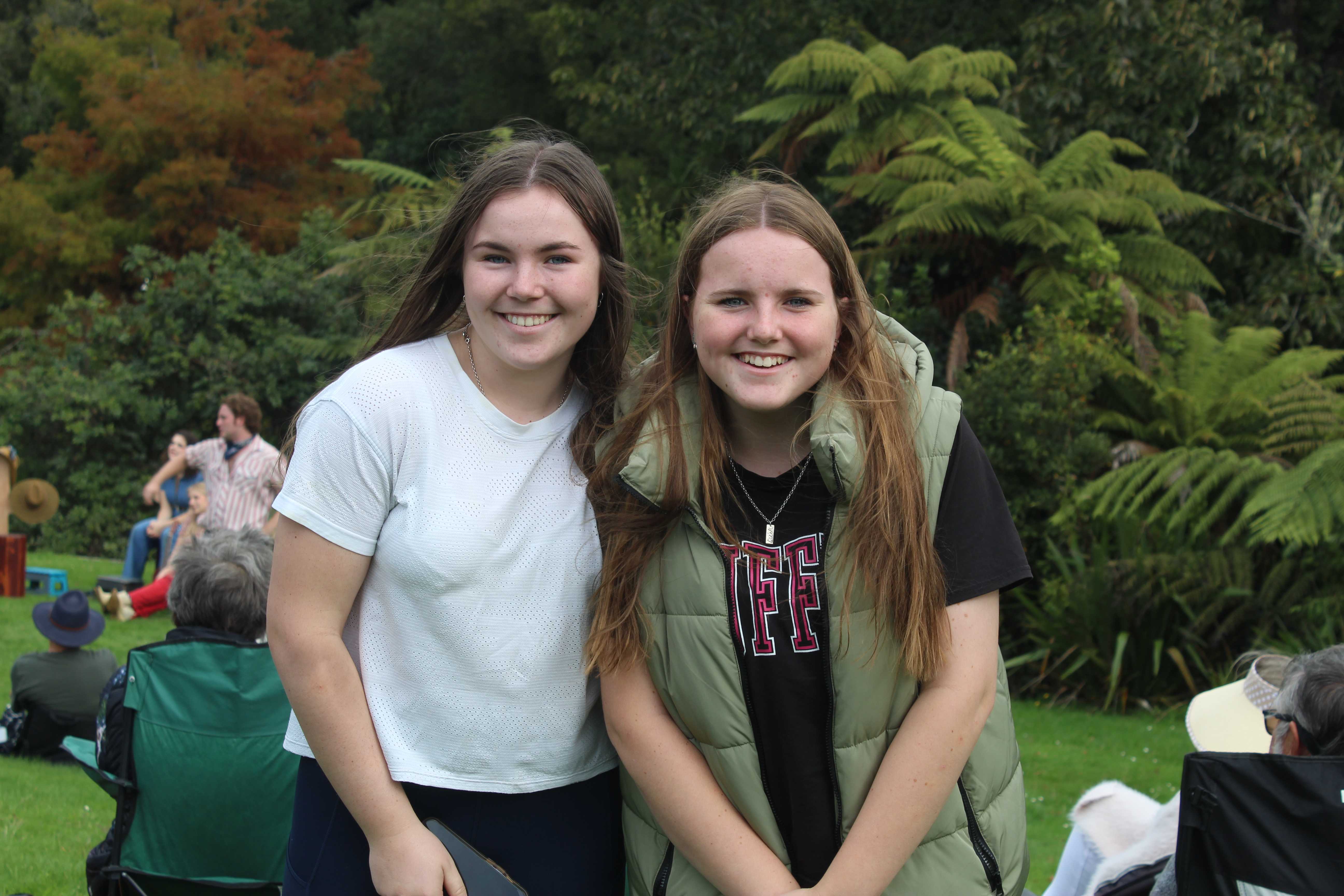 Sisters Thea (16, left) and Freida (13) Betts came along to watch the performance. Photo / Alyssa Smith