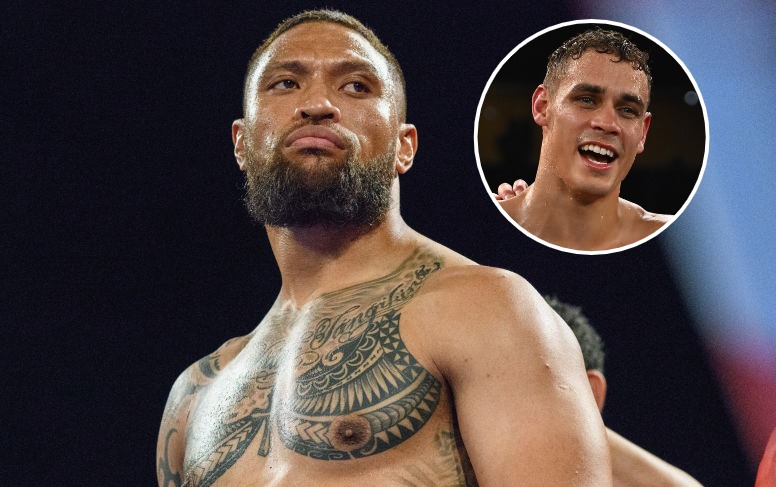 Former Warrior Manu Vatuvei will feature on the undercard of the world title elimination fight featuring David Nyika (inset). Photos / Photosport, Getty Images