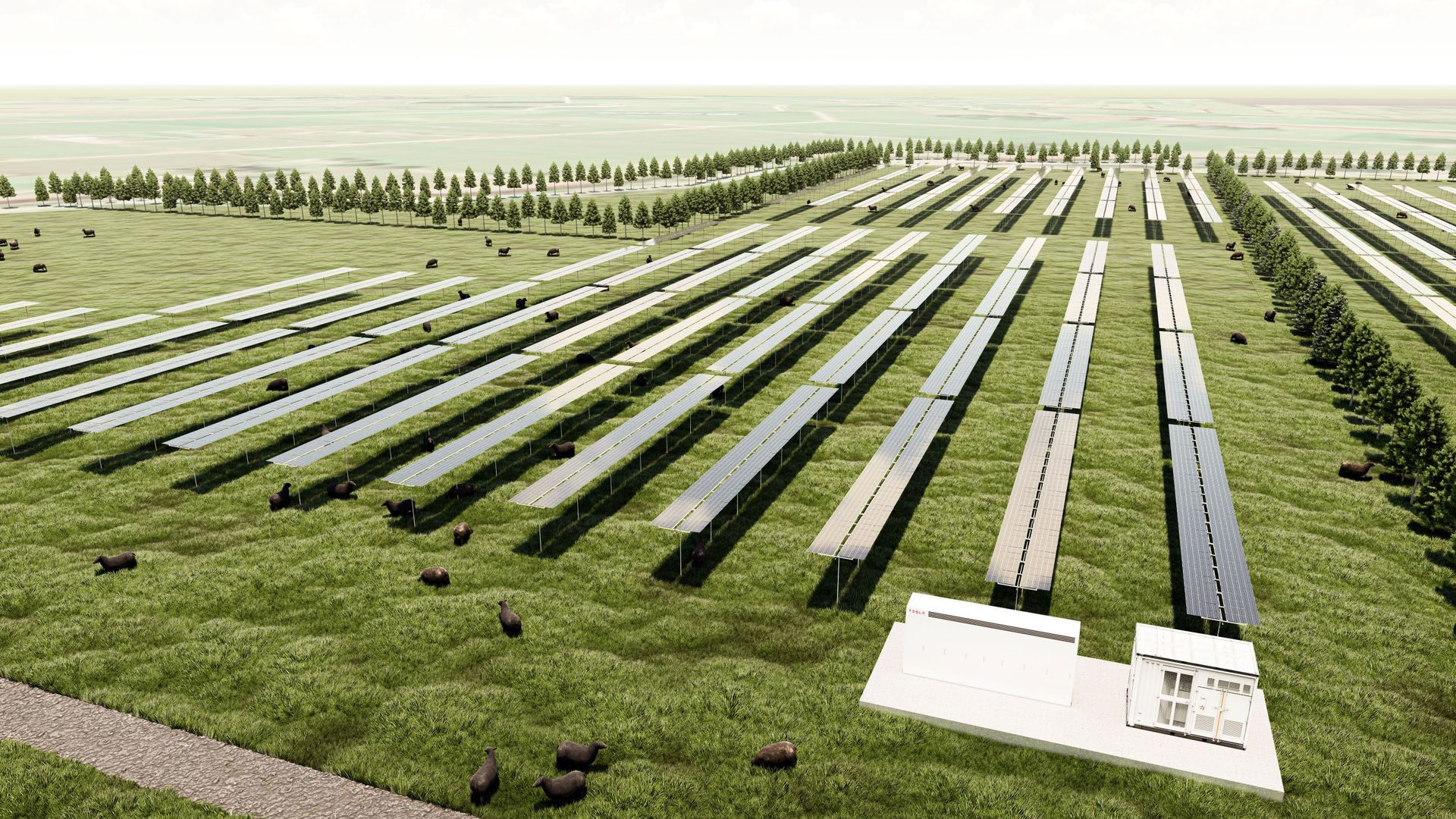 Artist's impression of the Kaitaia solar farm, Lodestone Two, which is expected to come on-stream in late 2022. Photo / supplied