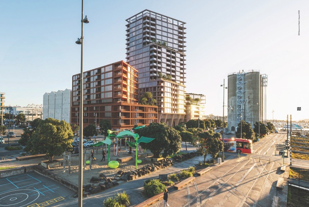 Apartments up to 80m tall are planned for 188 Beaumont St, Wynyard Quarter, Auckland. Precinct Properties and Orams Marine are behind the scheme. Image / www.fasttrack.govt.nz